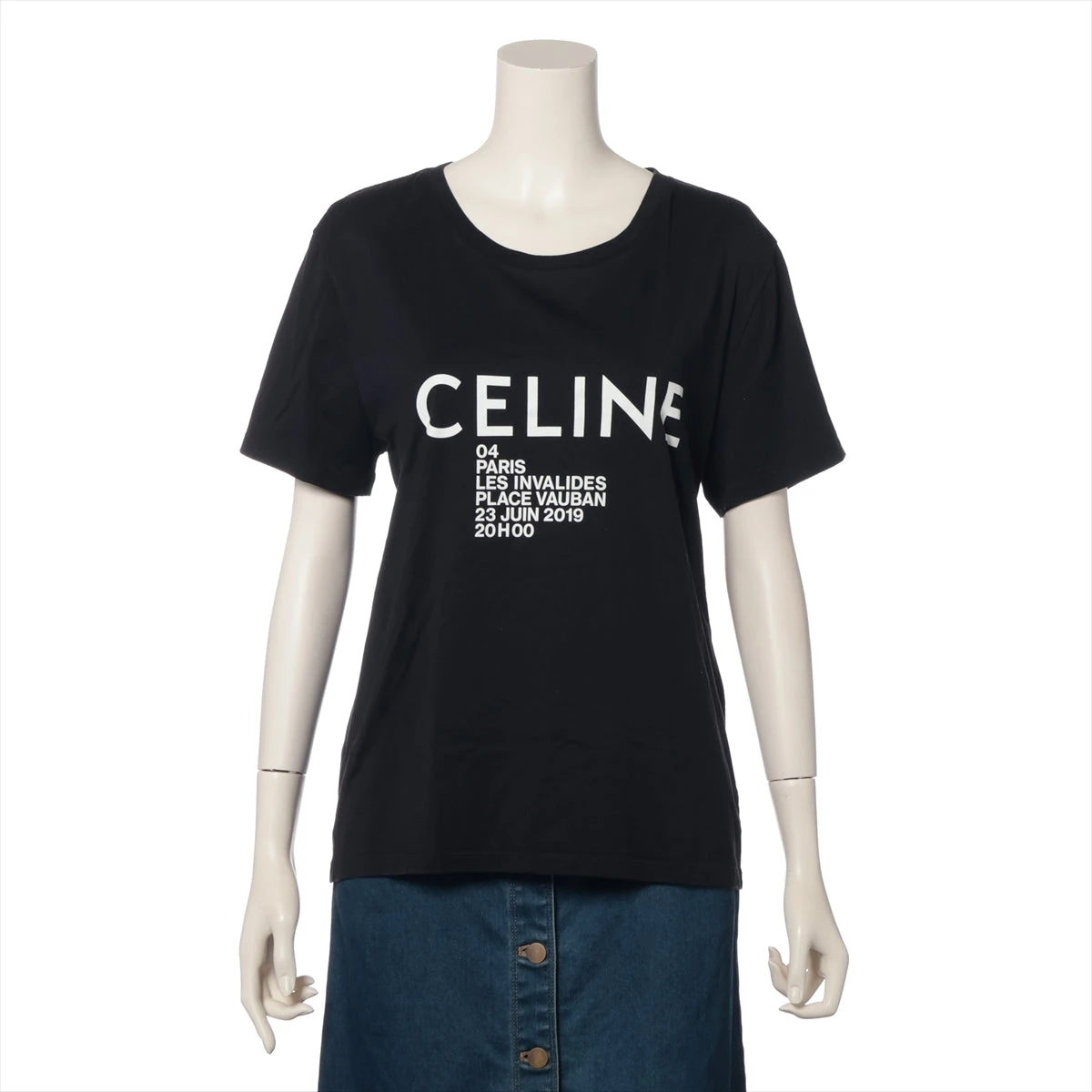 セリーヌ コットン Tシャツ L レディース ブラック 2X308799I A2960218 