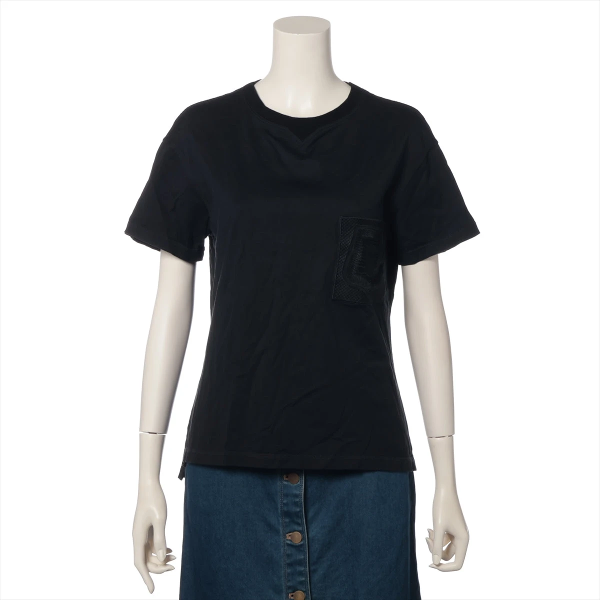 エルメス コットン Tシャツ 38 レディース ブラック A2940490