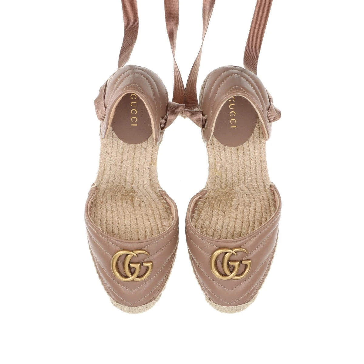 グッチ GUCCI GGマーモント サンダル エスパドリーユ レザー グッチ GGマーモント レザー×ファブリック ウェッジソール