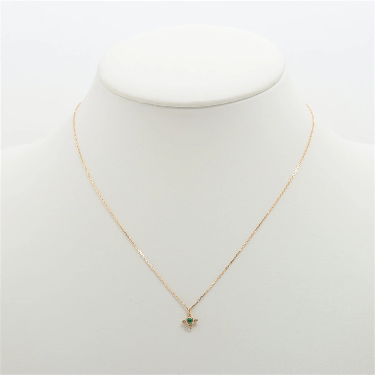 agete エメラルドk14ゴールドネックレス