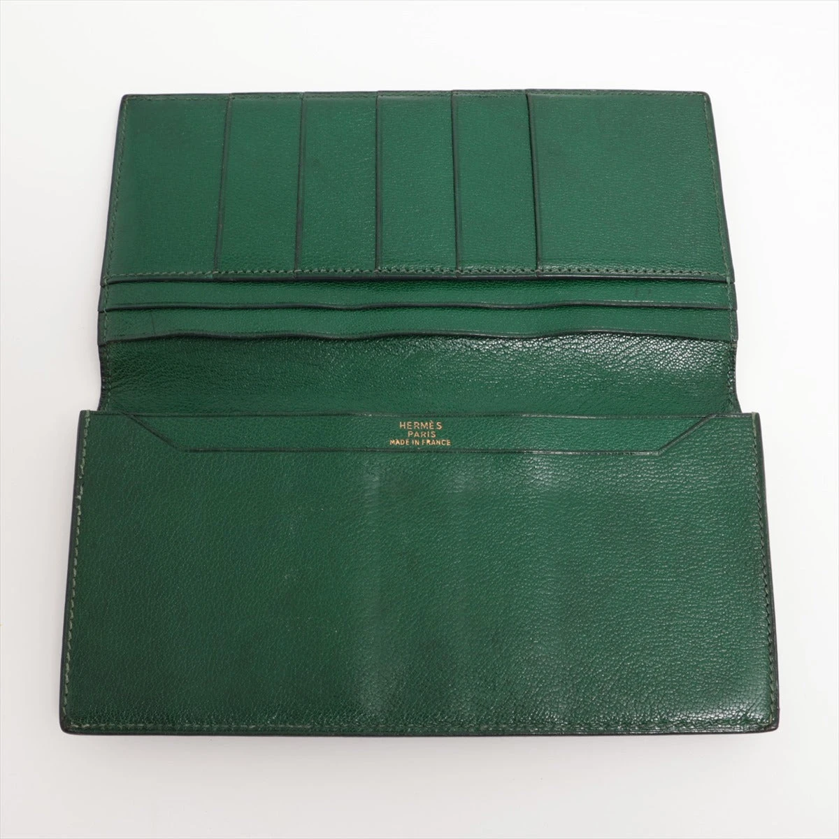 エルメス　フレミング　長財布　○U刻印　1991年製　リザード　トカゲ　グリーン エルメスフレミング長財布○U刻印1991年製リザードトカゲグリーン