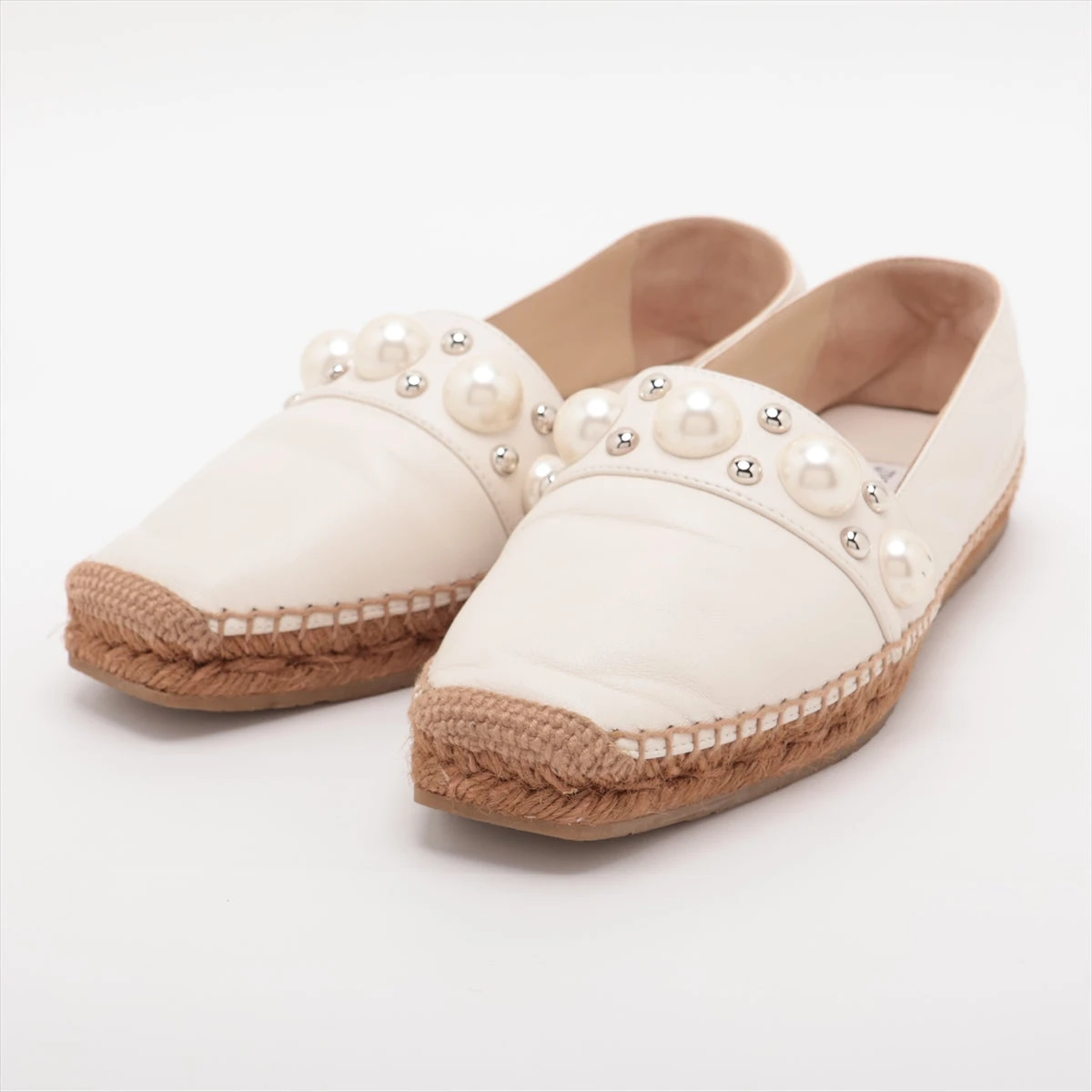 ジミーチュウ レザー エスパドリーユ 38 レディース アイボリー DRU  