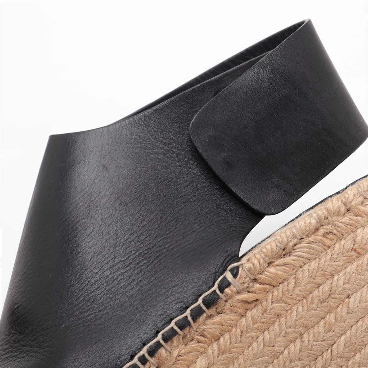 CÉLINE ブラック ウェッジソールサンダル　レザー　フィービー期　37 CÉLINE ブラック ウェッジソールサンダル レザー フィービー期