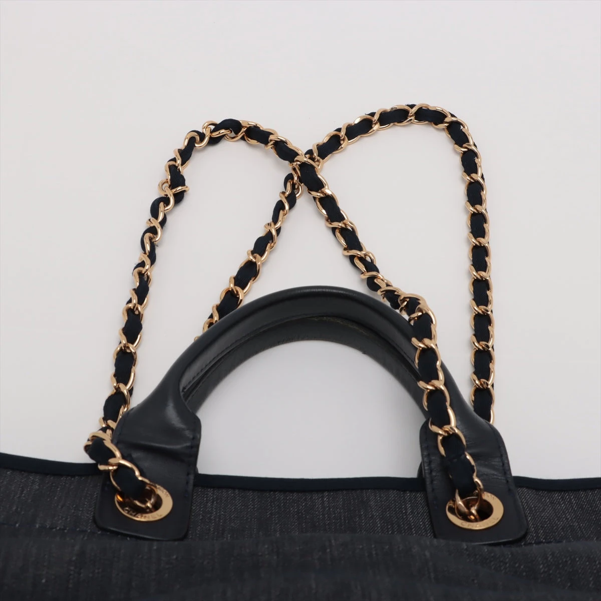 シャネル ドーヴィルMM デニム チェーントートバッグ ネイビー