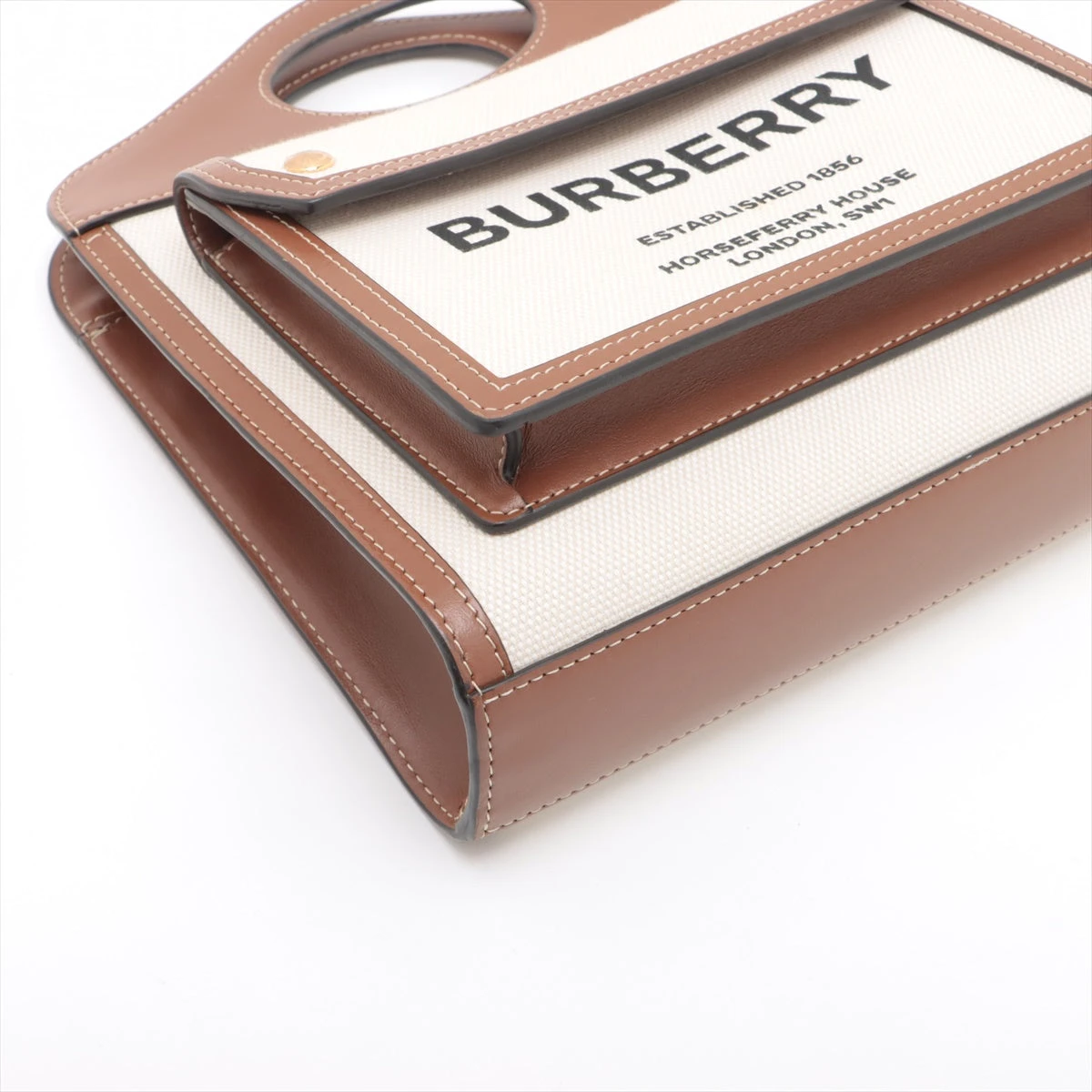 バーバリー ミニツートン キャンバス×レザー 2WAYハンドバッグ