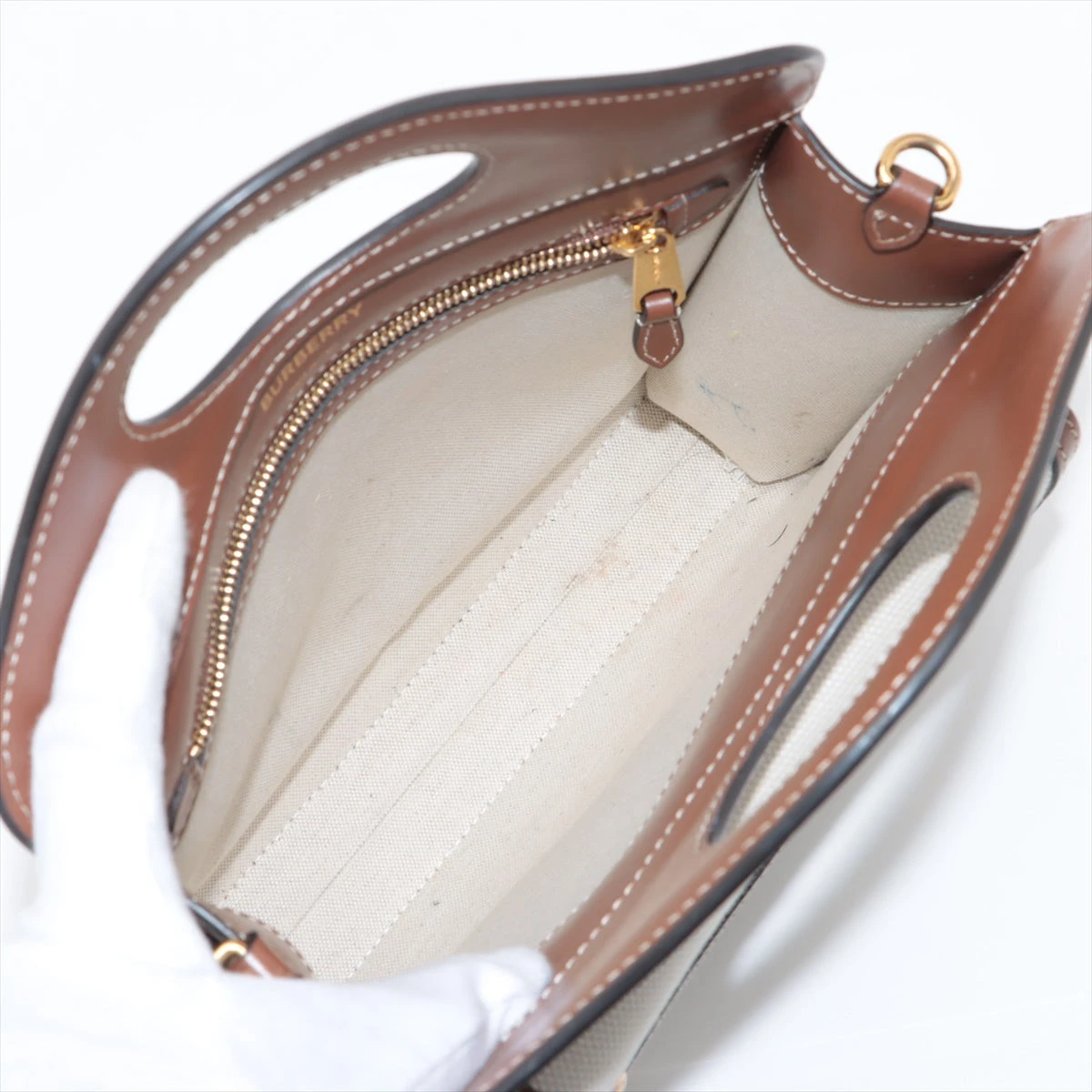 BURBERRY ブラウン 2WAYハンドバッグ バーバリー ミニツートン キャンバス×レザー 2WAYハンドバッグ