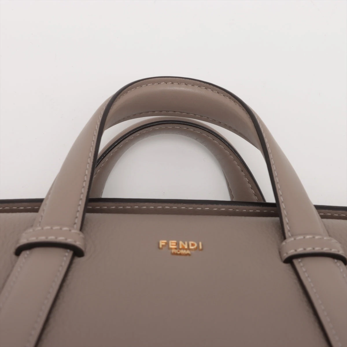 フェンディ ボストン 365 レザー ハンドバッグ グレージュ