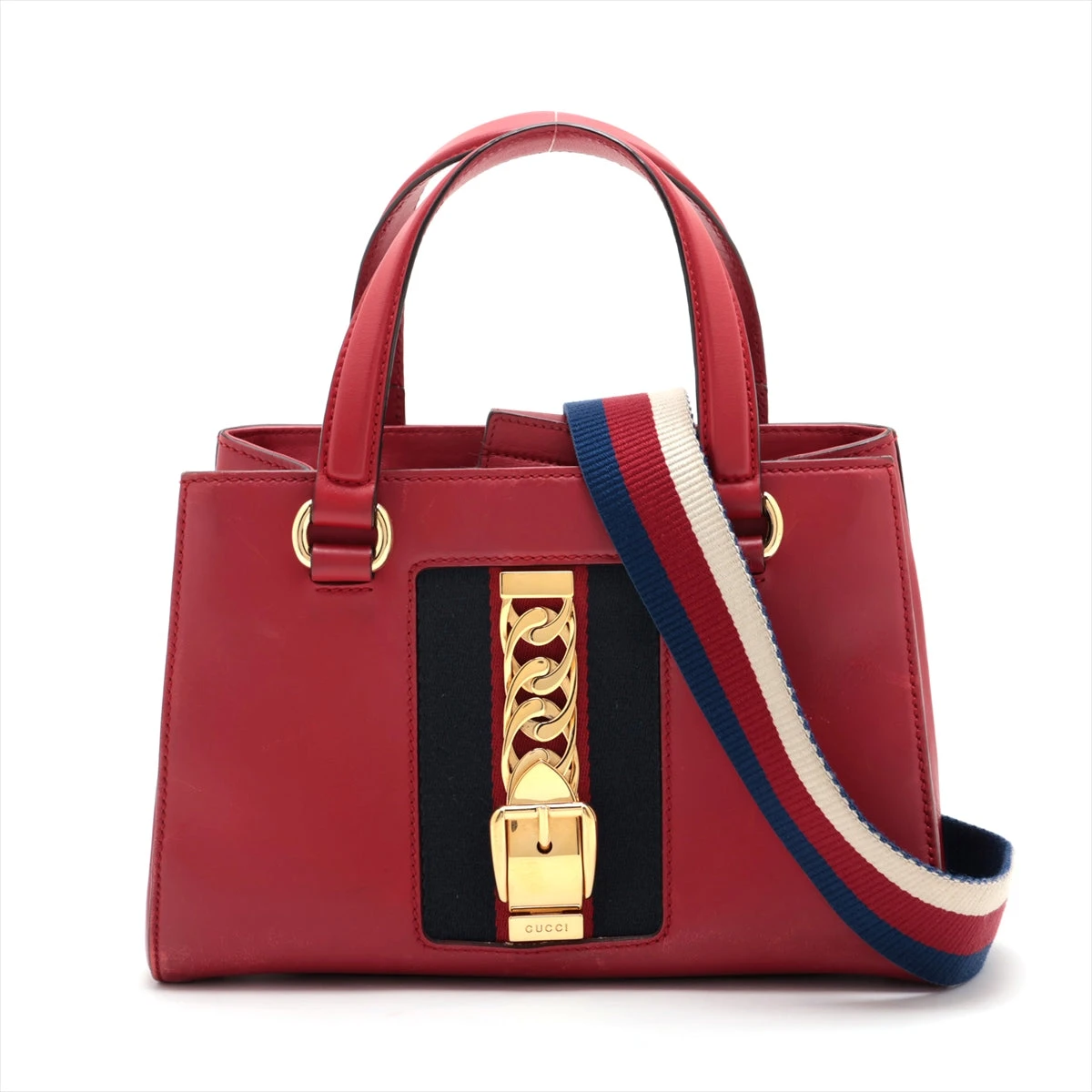 グッチ シルヴィ レザー 2WAYハンドバッグ レッド 460381 AP078733