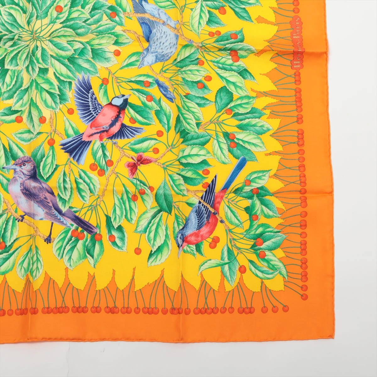 エルメス カレ90 Les merises スカーフ シルク オレンジ A2957443