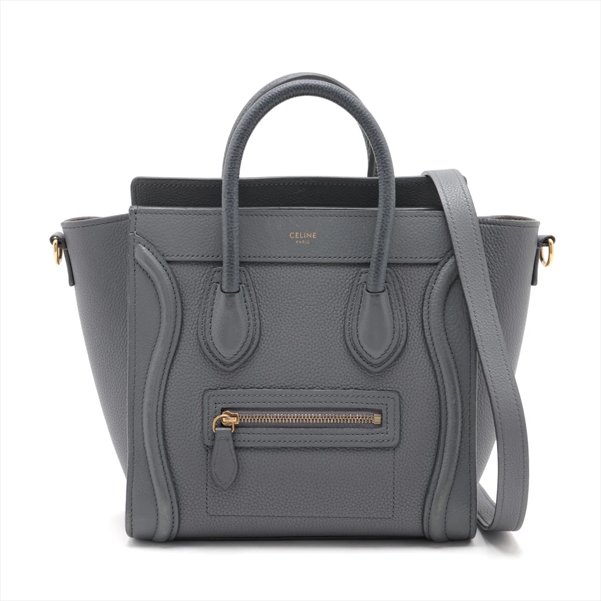 【Celine】ドラムド ナノ ラゲージ スーリス グレー ロゴ レザー 33506_7_2e0c169b-a498-44ba-