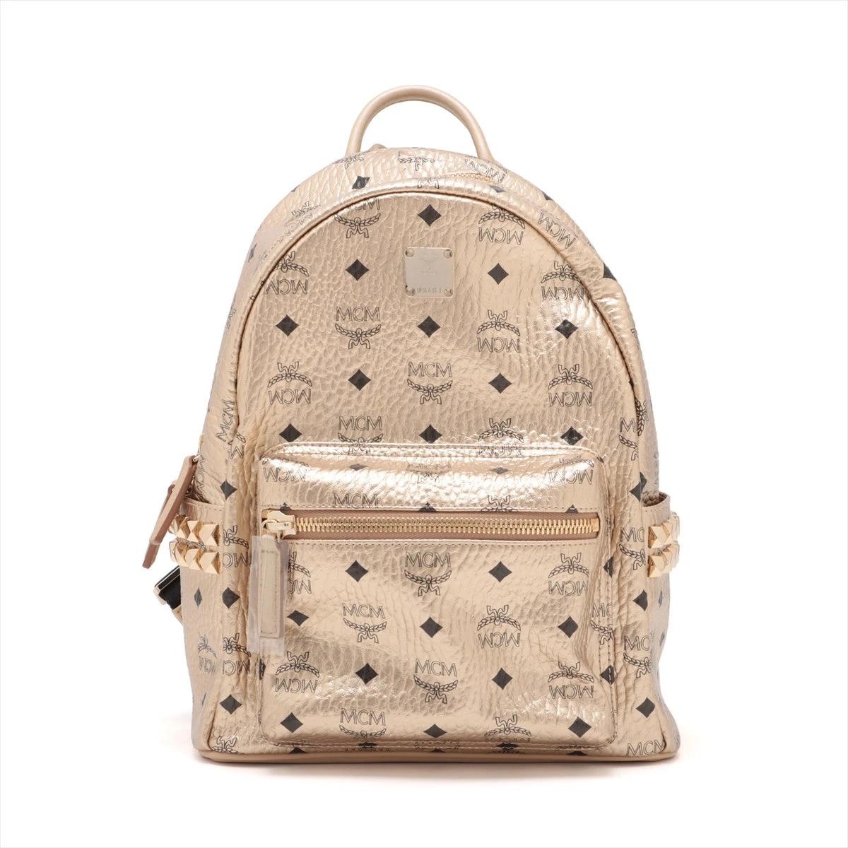 MCM ヴィセトス レザー×スタッズ バックパック/リュック ゴールド 