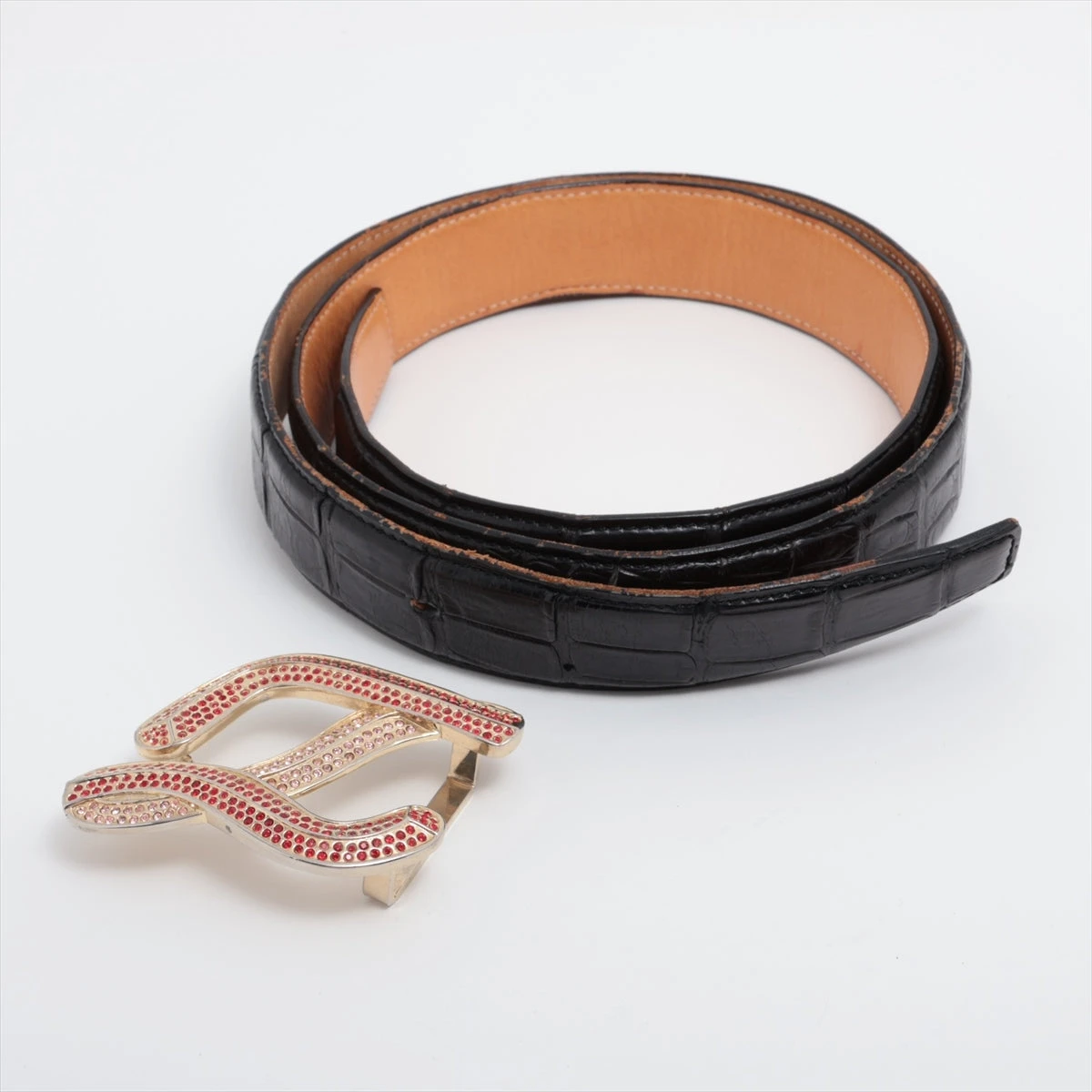 ゼルパリ ベルト 100 クロコ型押し ブラック A2932370｜中古ブランド品  