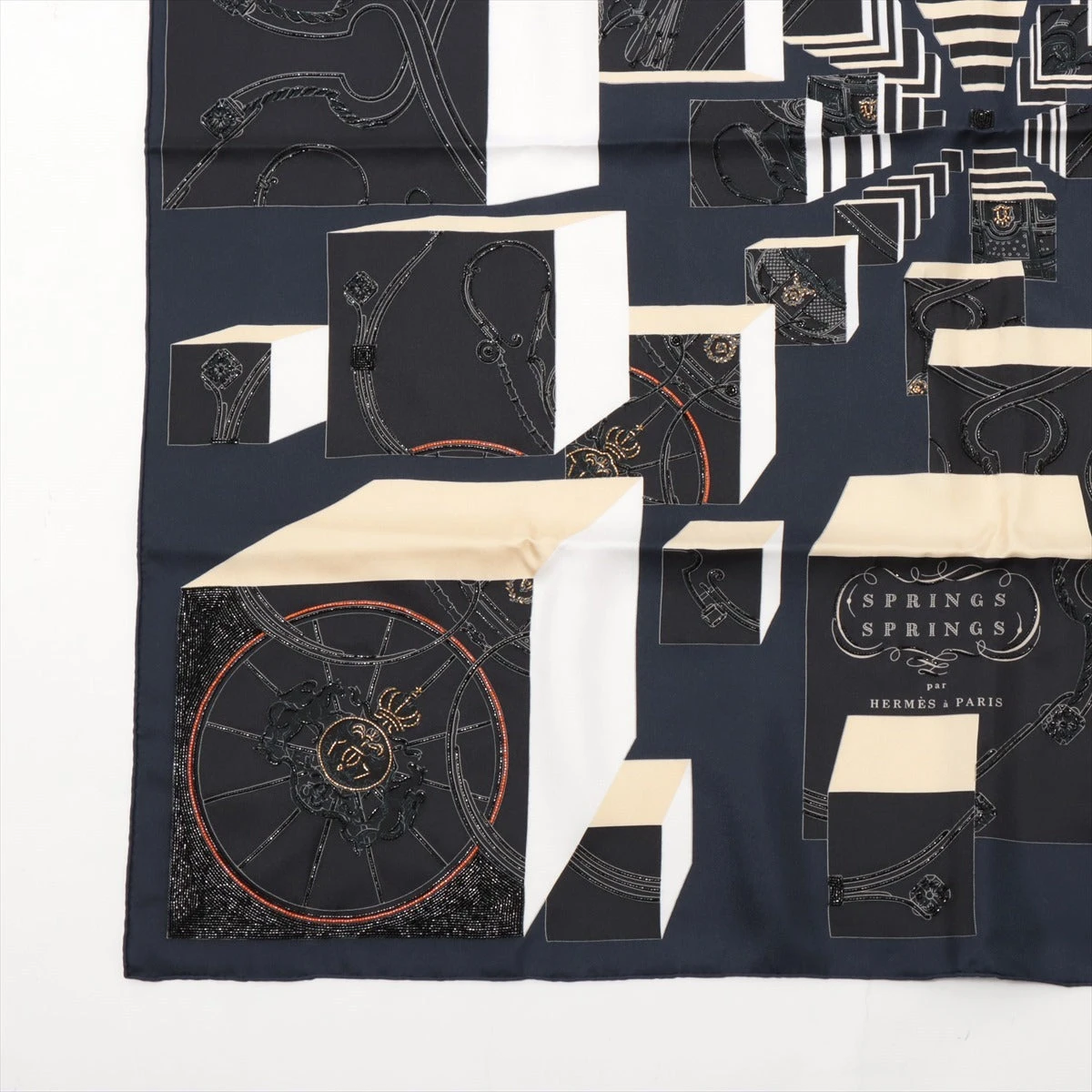 【最終価格】エルメス　カレ90 スカーフ　SPRINGS SPRINGS HERMES Vintage Silk Scarf Carre 90 SPRINGS エルメス シルク