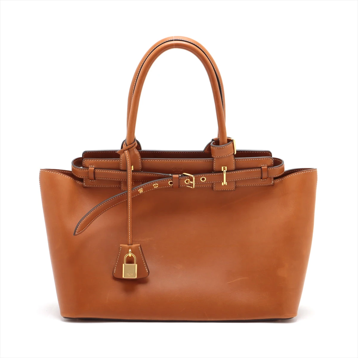 セリーヌ コンティ レザー トートバッグ ブラウン A2951672｜中古