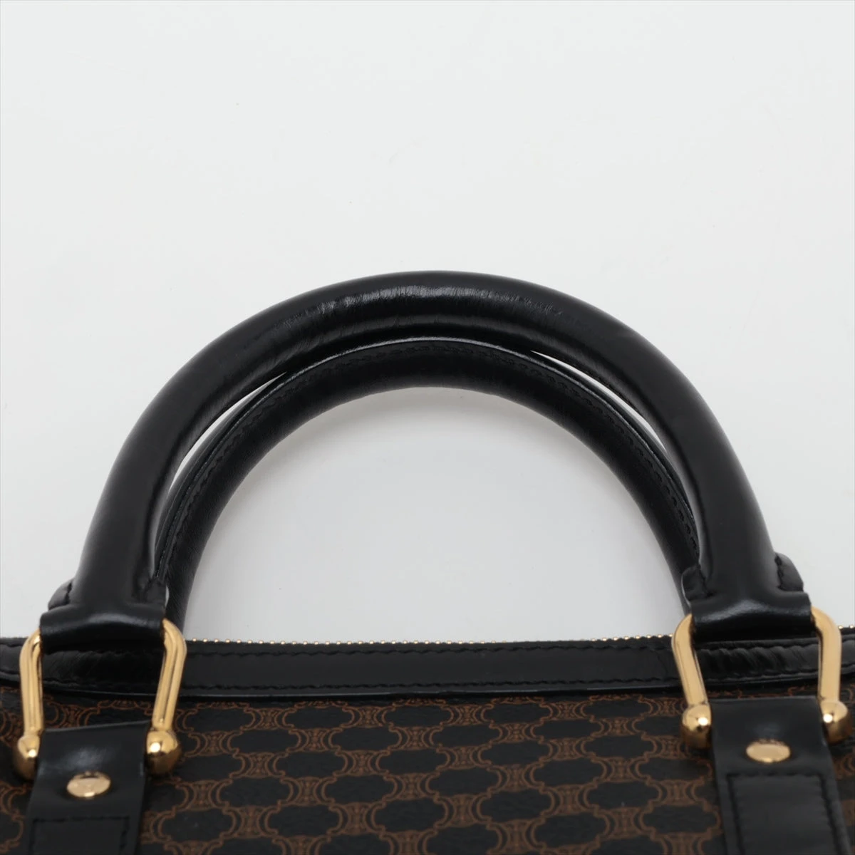美品 CELINE トートバッグ PVCレザー ブラック マカダム トリオンフ セリーヌ マカダム PVC×レザー ハンドバッグ ブラック ZZ019147