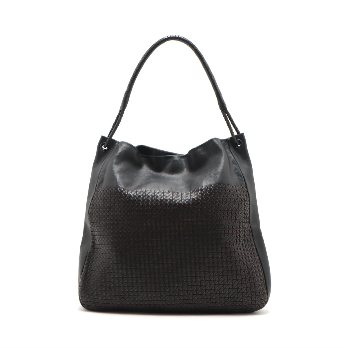 ボッテガヴェネタ イントレチャート レザー ショルダーバッグ ブラック  