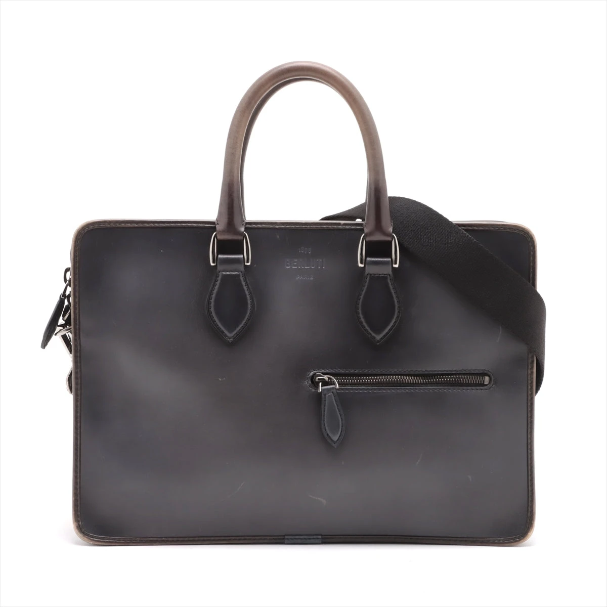 ベルルッティ アンジュール レザー ビジネスバッグ グレー A2953820
