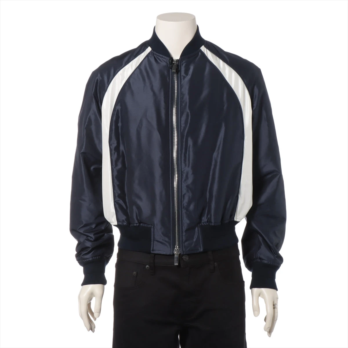 ディオール キュプラ×シルク ブルゾン 44 ホワイト×ネイビー