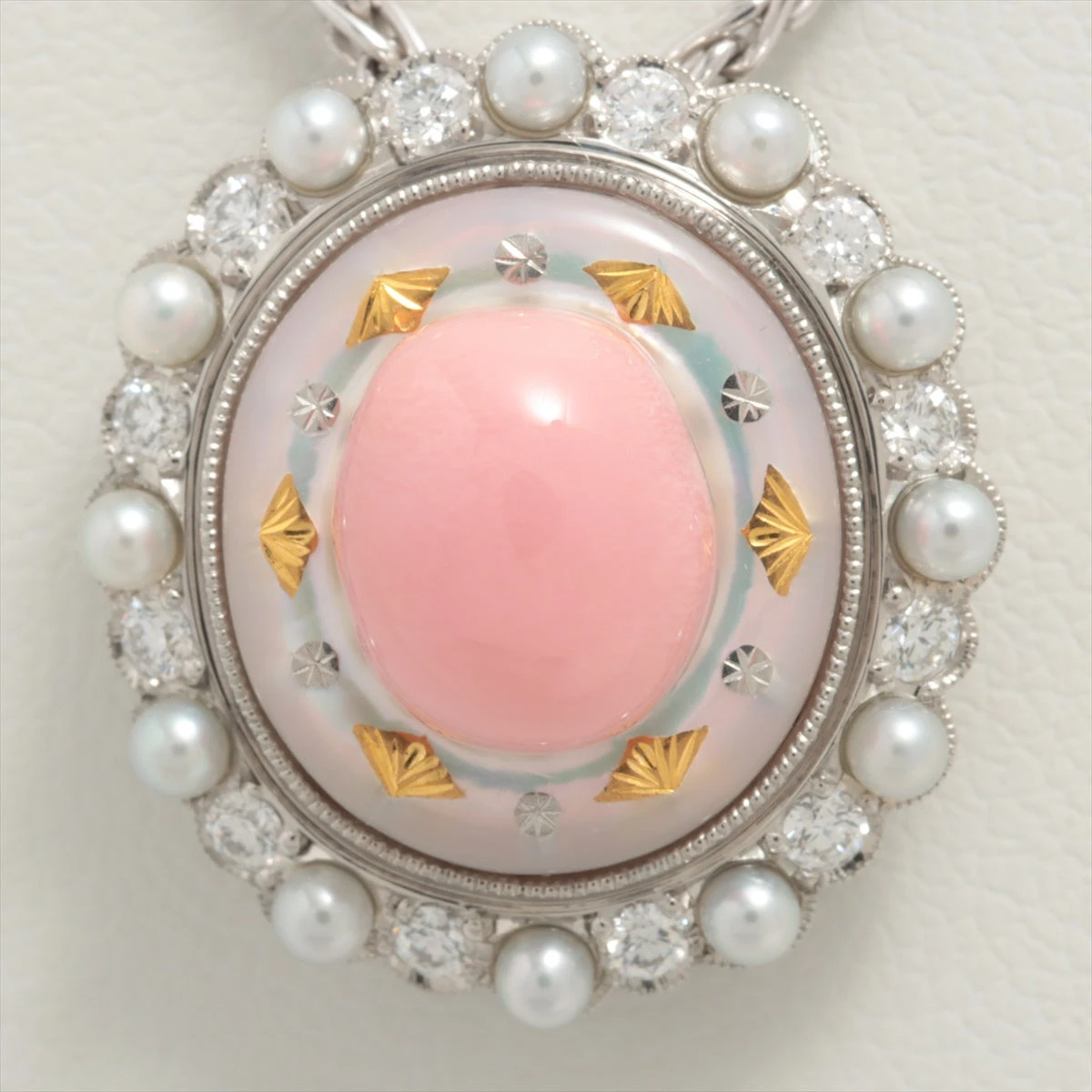 ミキモト ピクウェ コンクパール ダイヤ ネックレス 18K(WG) 13.9g