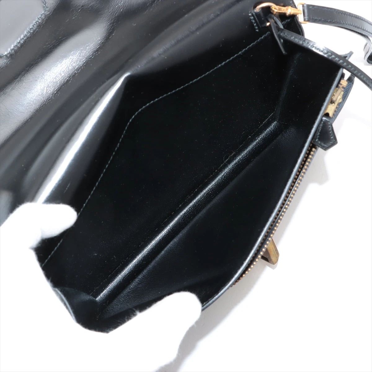 エルメス ポシェットジェット ボックスカーフ ブラック ゴールド金具