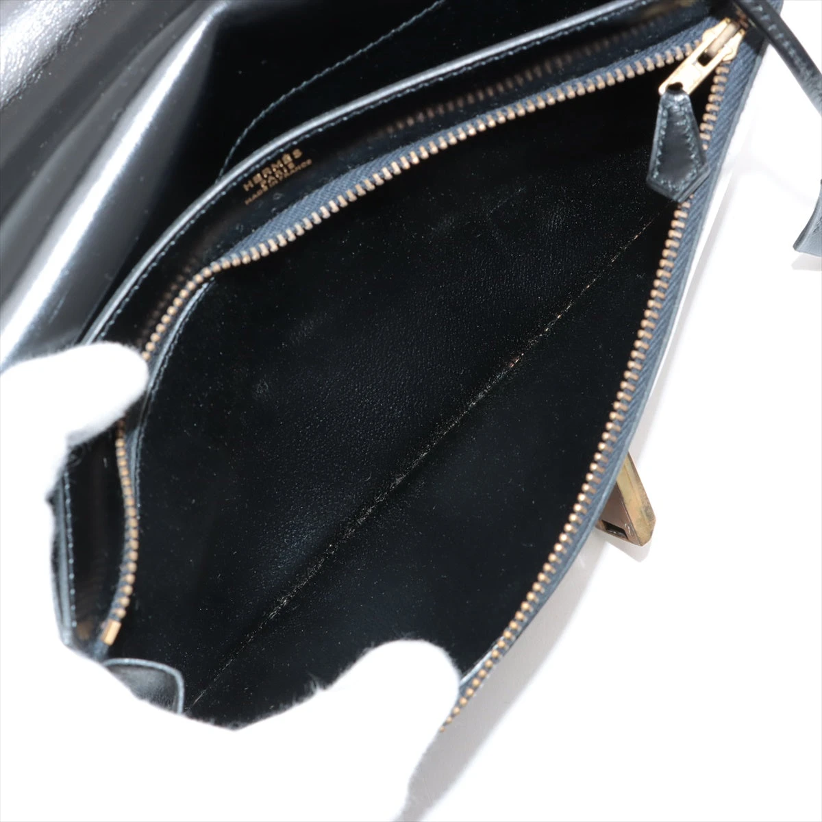 エルメス ポシェットジェット ボックスカーフ ブラック ゴールド金具