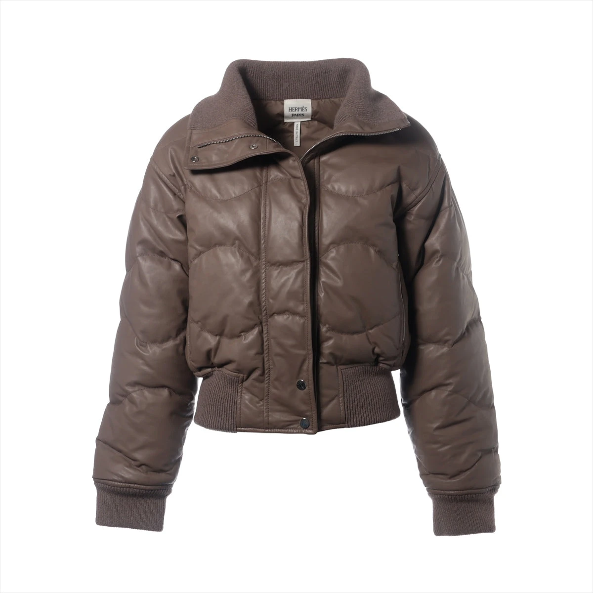 エルメス 23AW カシミヤ×レザー ダウンジャケット 36 レディース