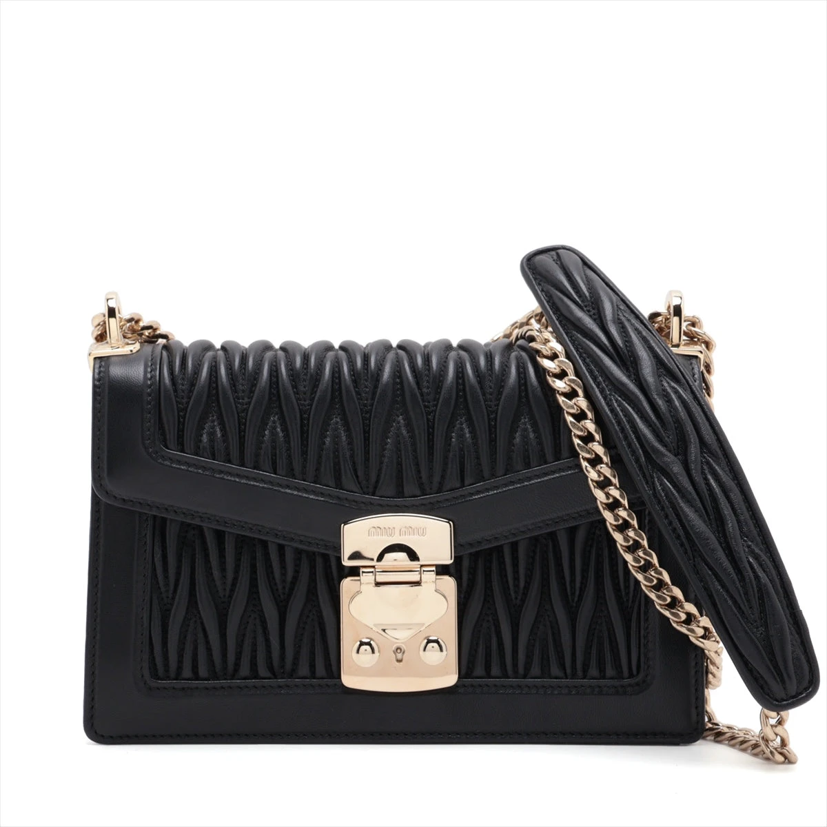 MIUMIU ナッパマテラッセチェーンショルダーバック5BD083 ミュウミュウ マテラッセ レザー チェーンショルダーバッグ
