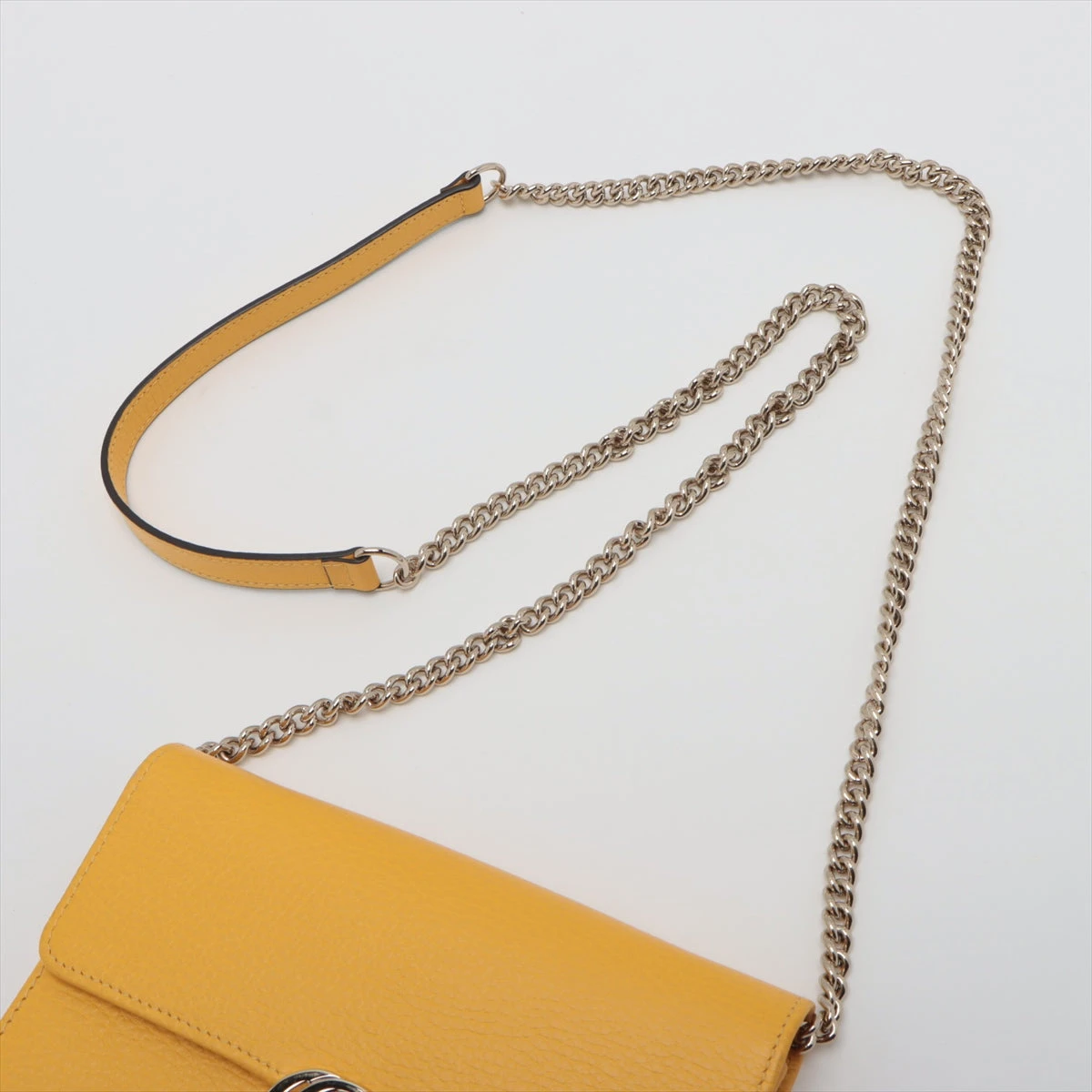 GUCCI インターロッキング G  チェーンウォレット イェロー GUCCI◇チェーンウォレット_インターロッキングG_レザー_