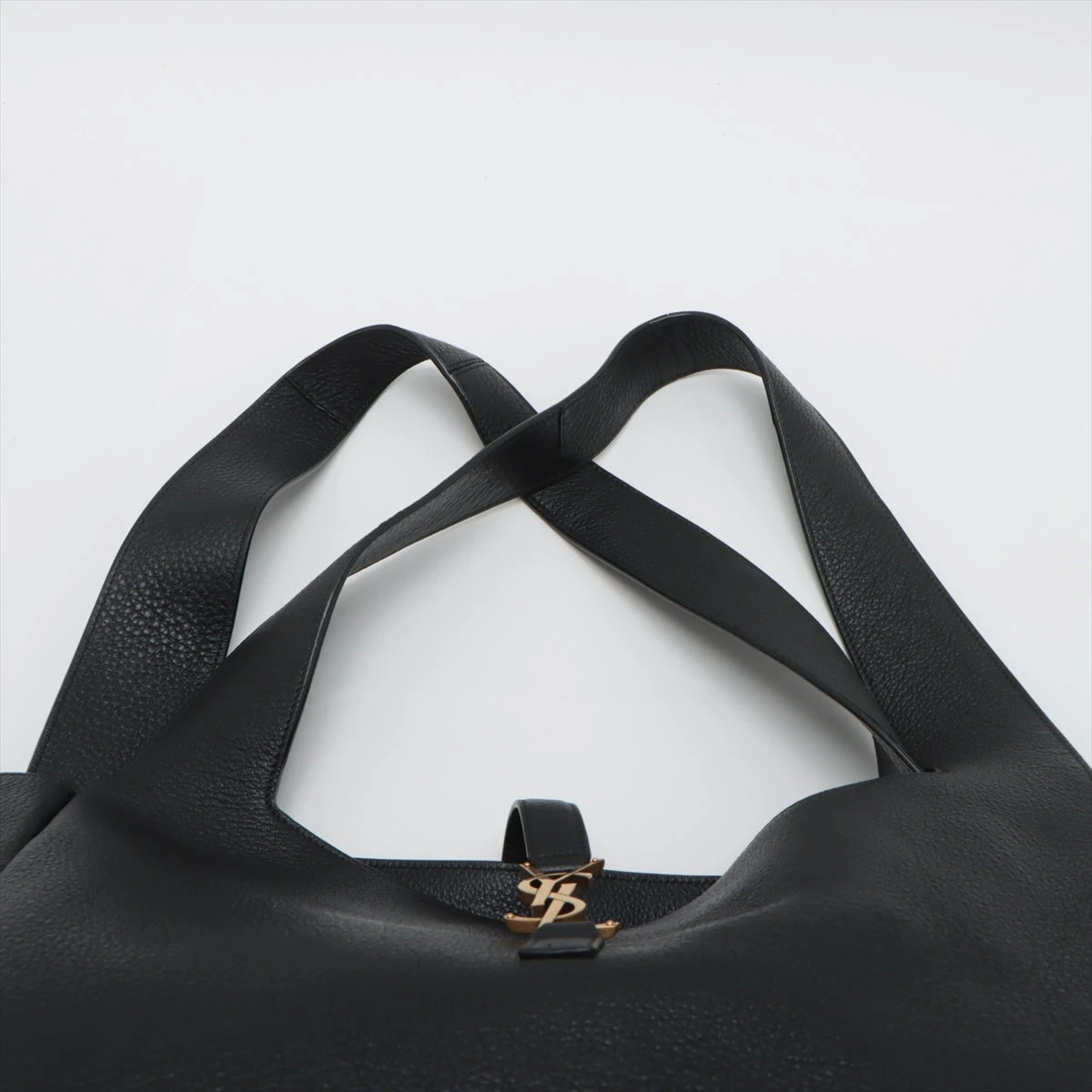 極 美品 サンローランパリ ロゴ レザー トートバッグ ハンドバッグ ブラック Yves Saint Laurent 極 美品 希少品 YVES SAINT LAURENT イヴ サン