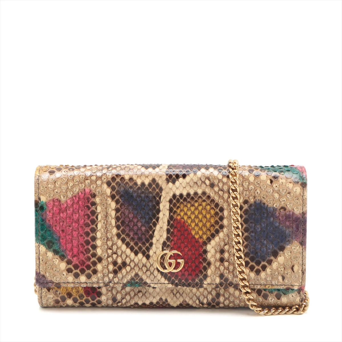 希少！即納！GUCCI GG マーモント パイソン チェーンウォレット グッチ GGマーモント パイソン チェーンウォレット マルチカラー