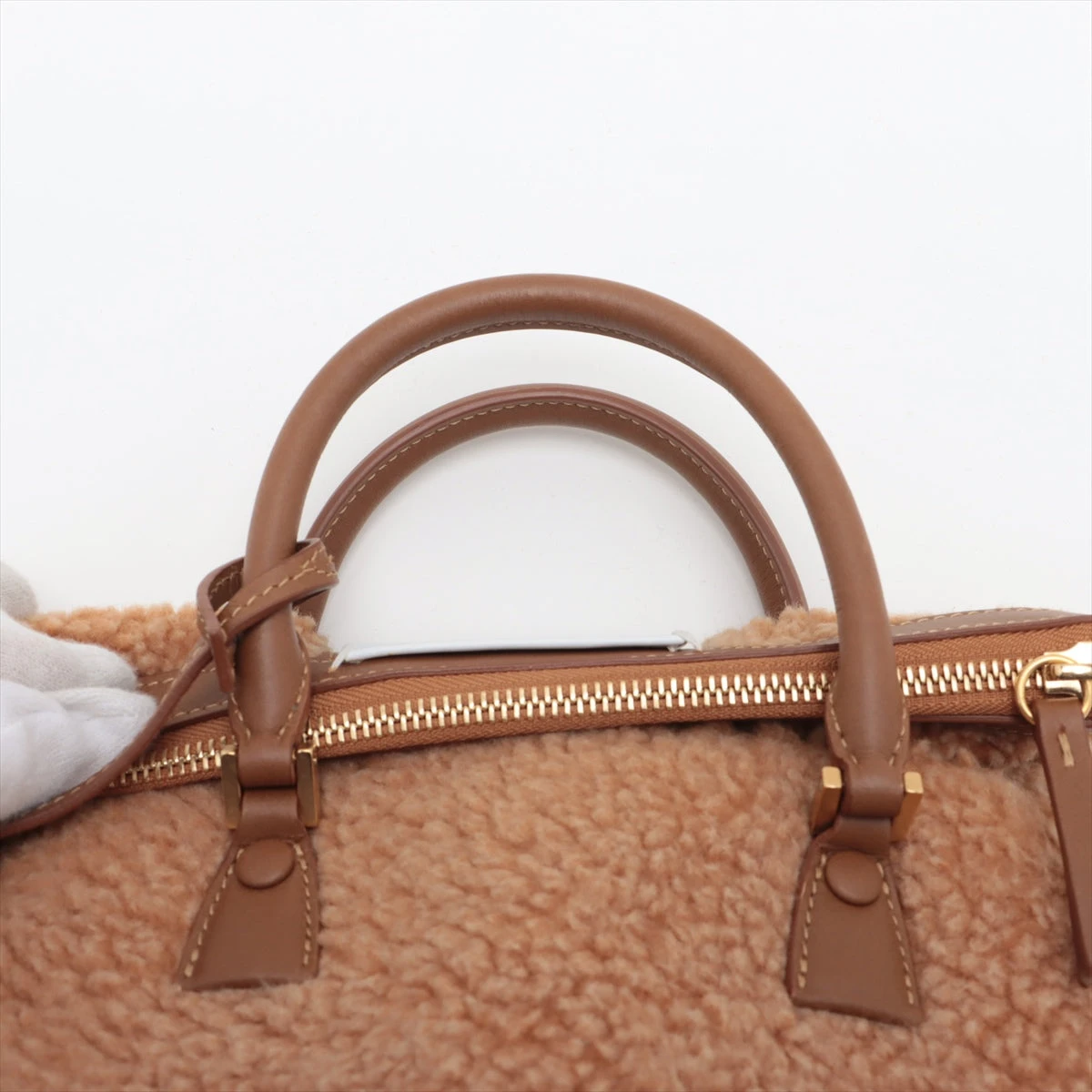 メゾンマルジェラ 5AC エコファー×レザー 2WAYハンドバッグ ブラウン