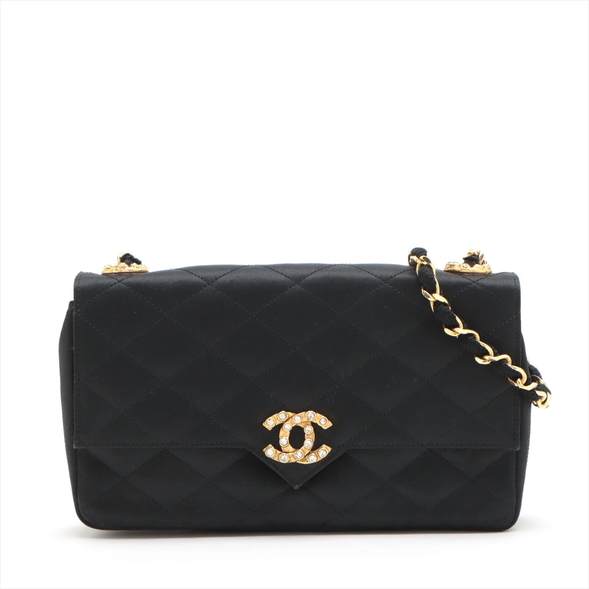 CHANEL★シャネル 中マトラッセシングルフラップチェーンAランク シャネル マトラッセ サテン シングルフラップ シングルチェーン