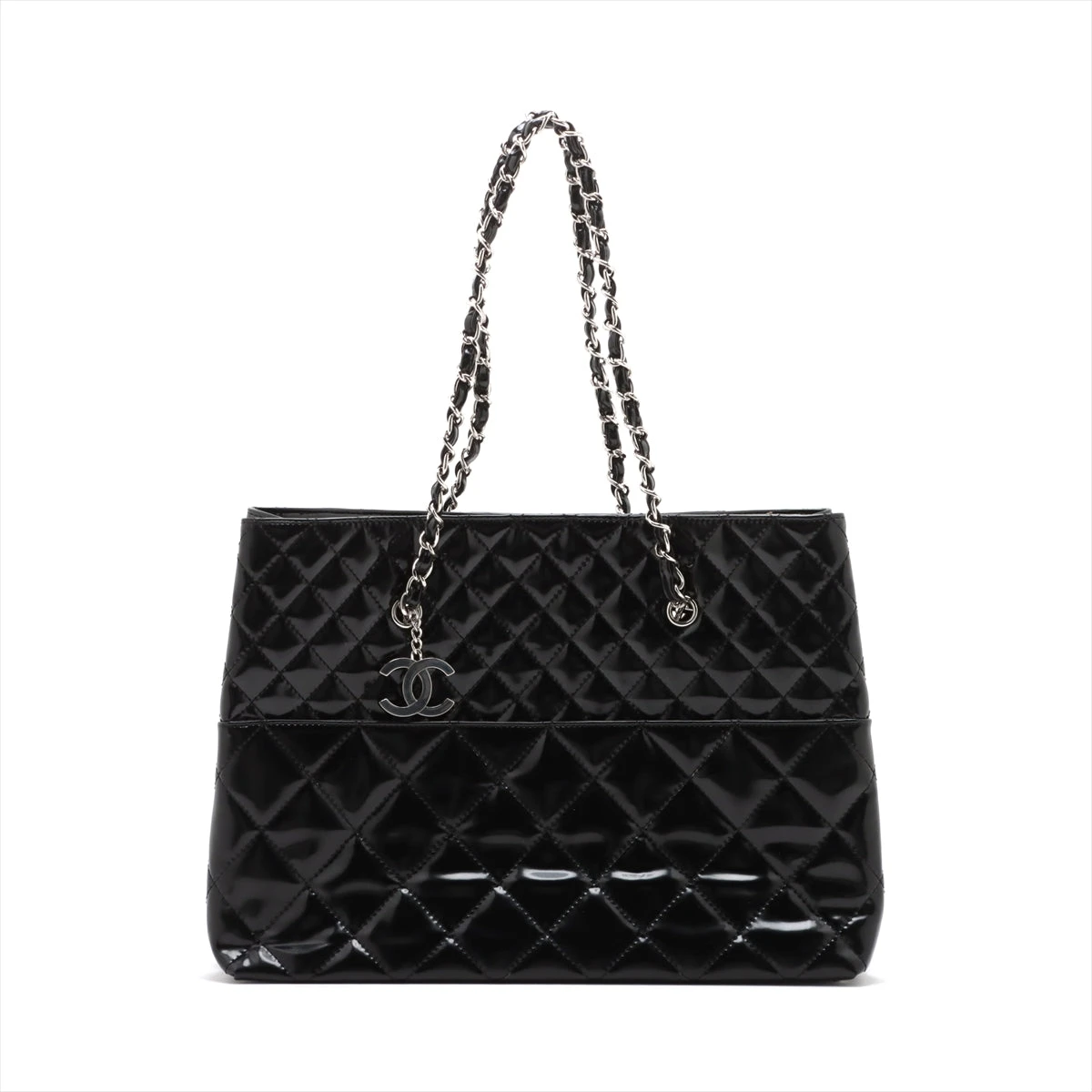シャネル マトラッセ パテントレザー チェーントートバッグ ブラック