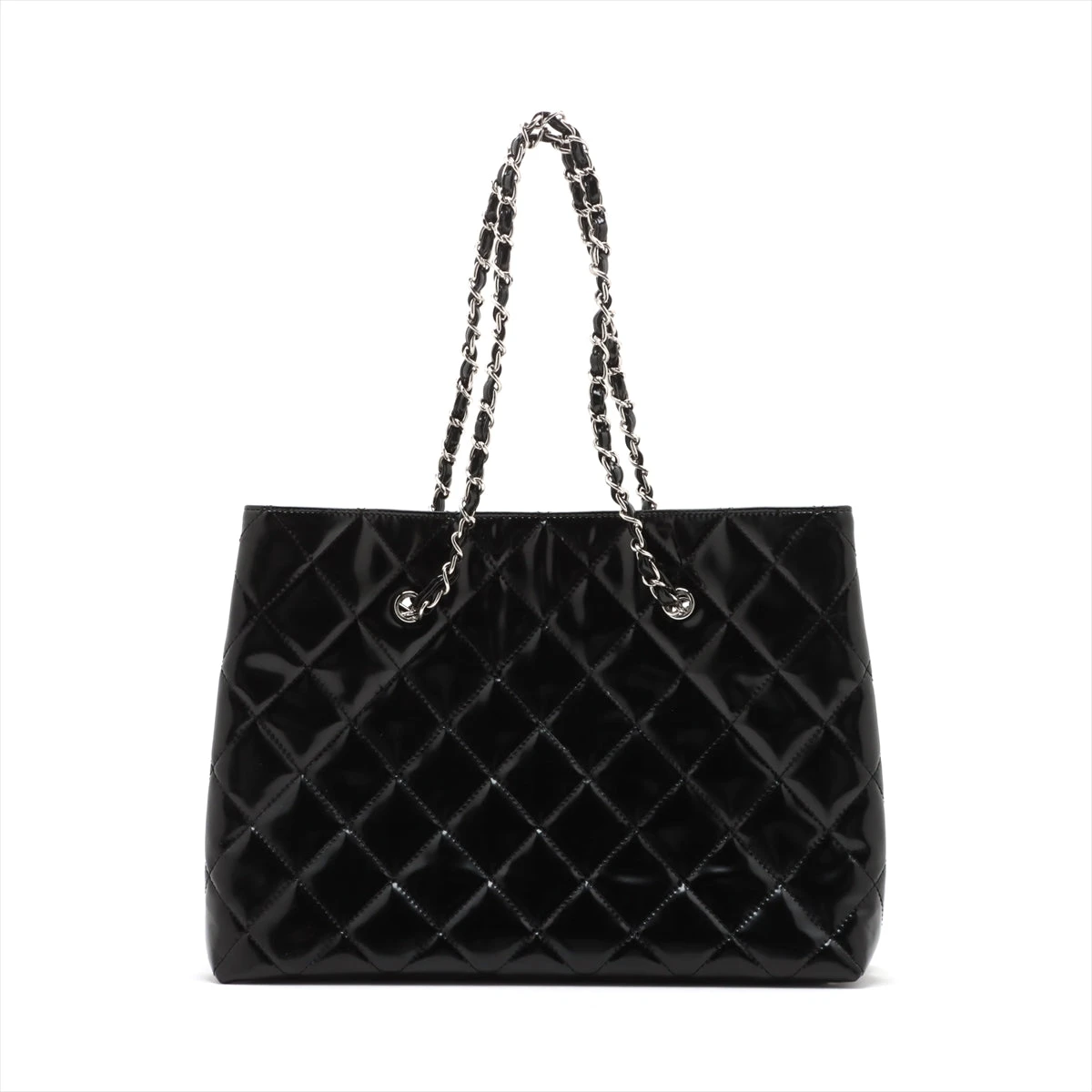 シャネル マトラッセ パテントレザー チェーントートバッグ ブラック