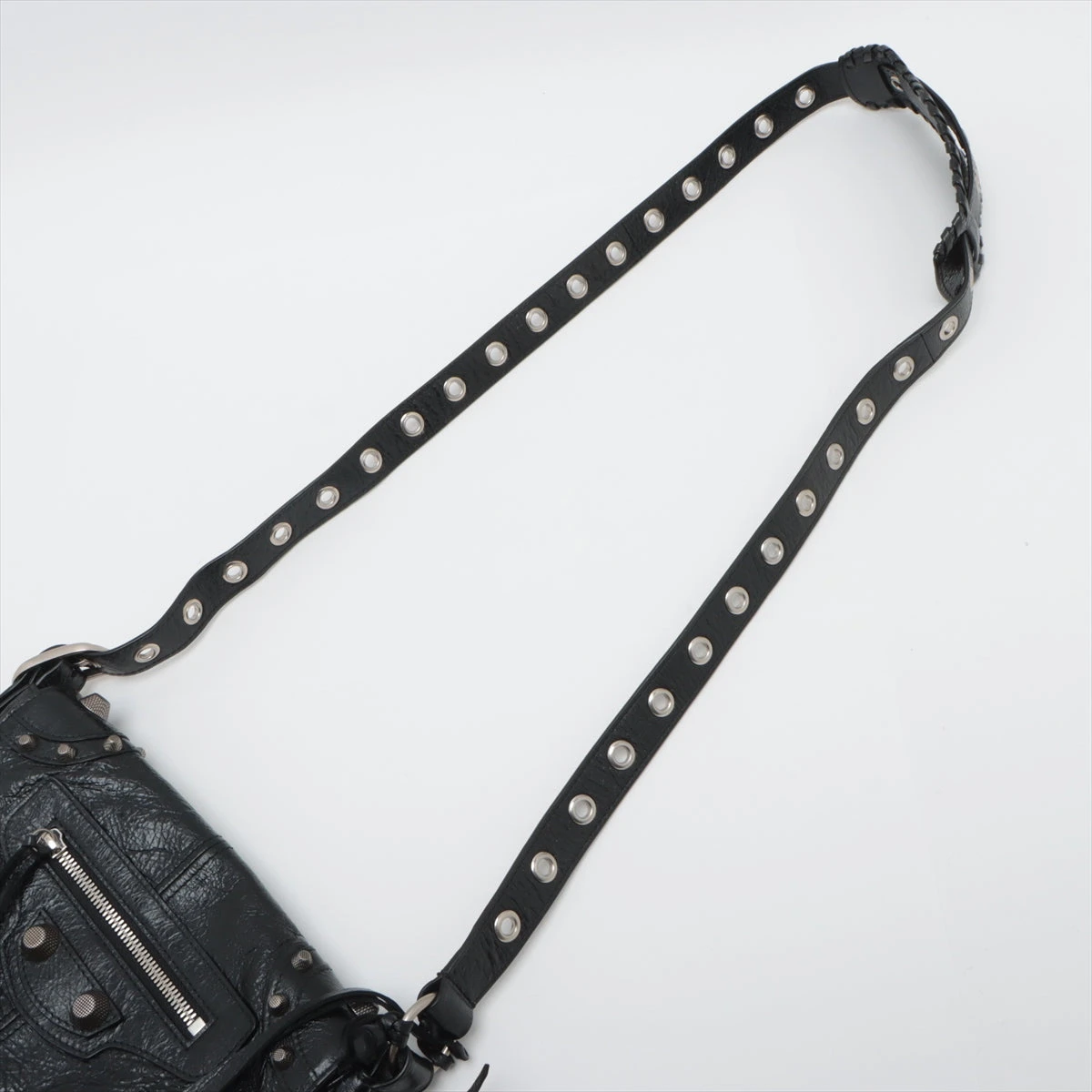 バレンシアガ レザー×スタッズ ショルダーバッグ ブラック 719082