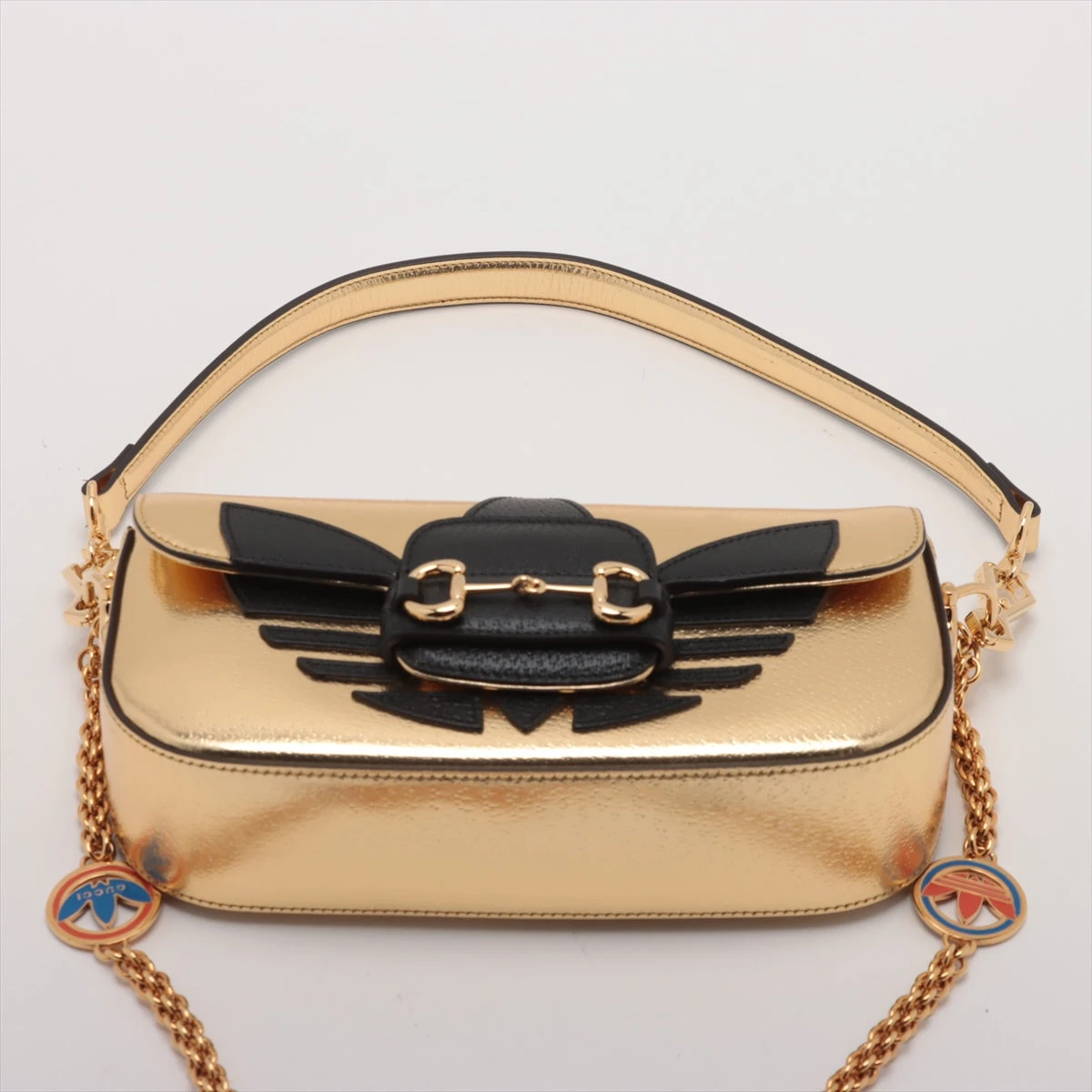 アラン　ショルダーゴールドグリッター　中古 グッチ×アディダス ホースビット1955 レザー 2WAYショルダー