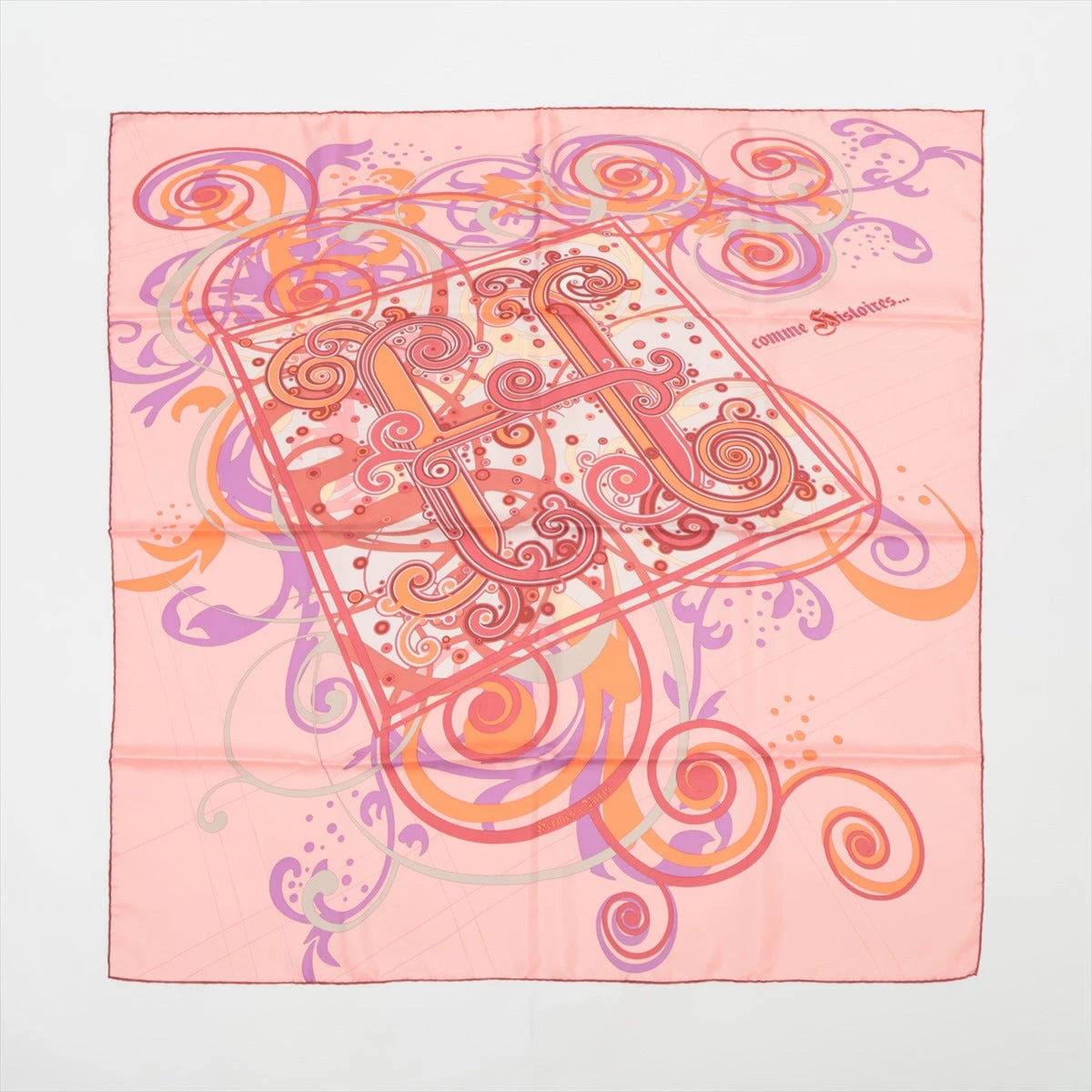 HERMES エルメス カレ90 スカーフ ピンクベージュパステル系 シルク