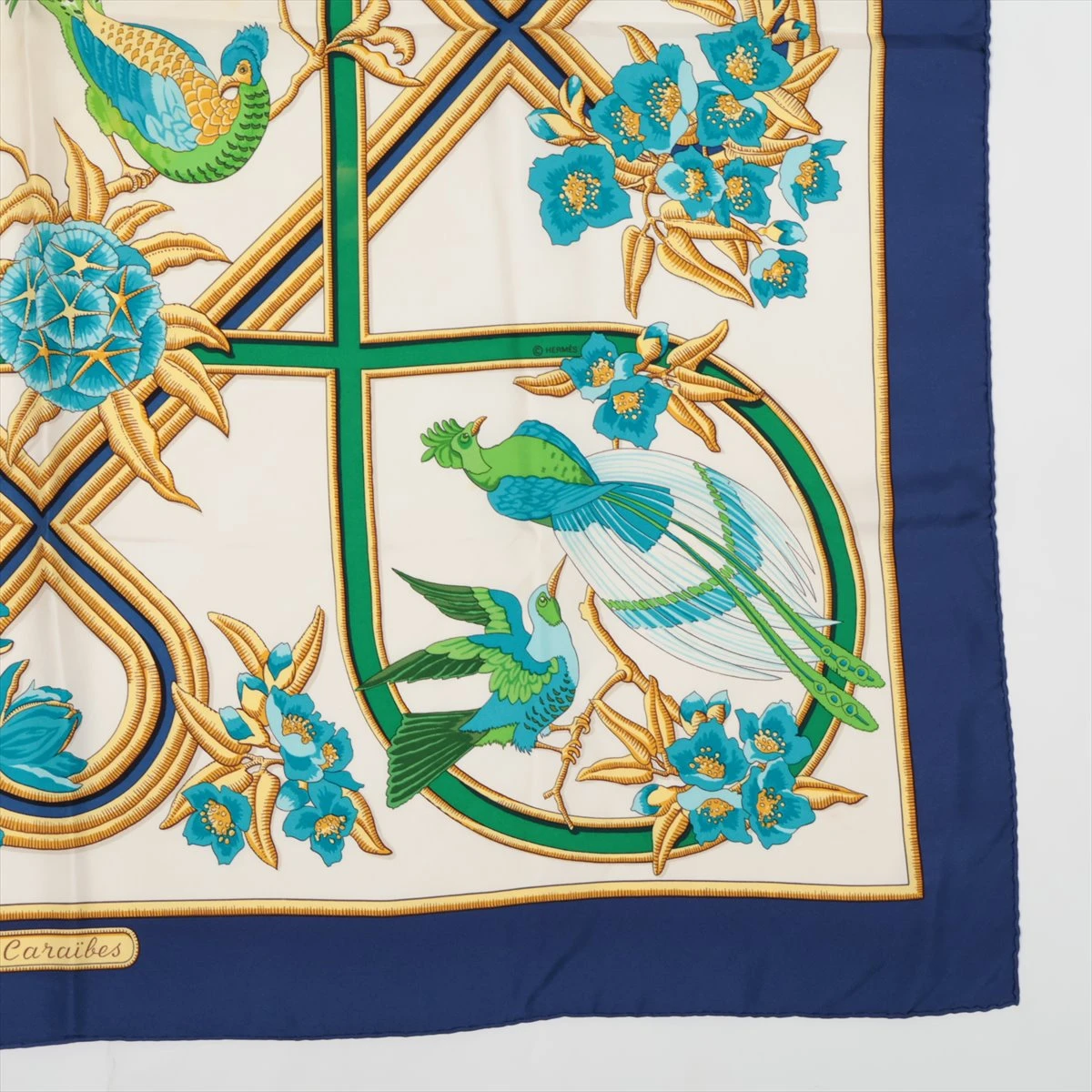 【未使用】エルメス カレ90 Caraibes カリブ鳥 エルメス カレ90 Caraibes カリブ鳥 スカーフ シルク A2975007
