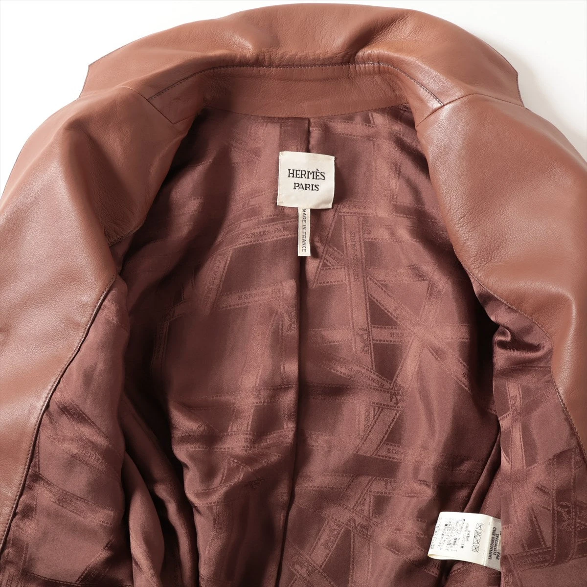 HERMES ブラウン ジャケット 中古・古着通販】HERMES (エルメス) リバーシブルレザーブルゾン