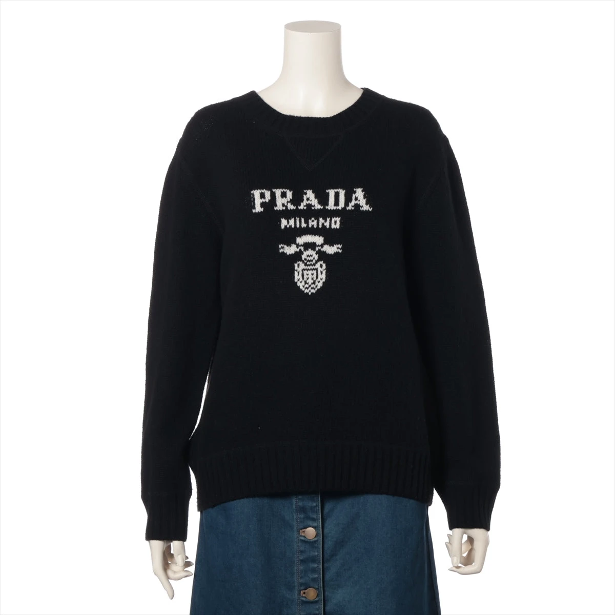 美品 ebure エブール カシミヤブレンド クルーネック ニット プルオーバー カットソー セーター グリーン系 レディース 古着 中古 ebure - 美品 ebure エブール カシミヤブレンド クルーネック