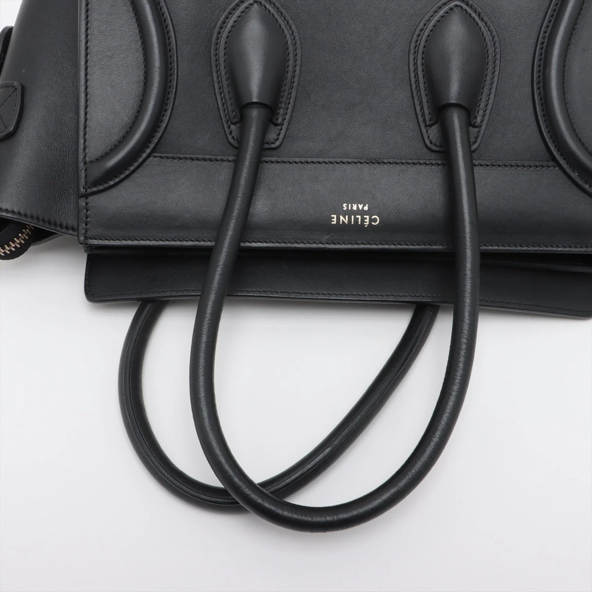 セリーヌ ラゲージ マイクロショッパー レザー ハンドバッグ ブラック