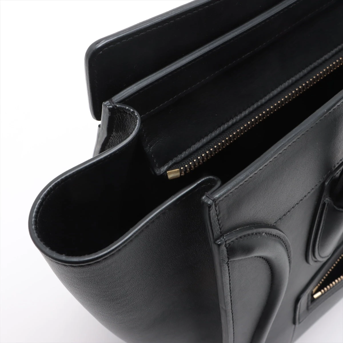 セリーヌ ラゲージ マイクロショッパー レザー ハンドバッグ ブラック