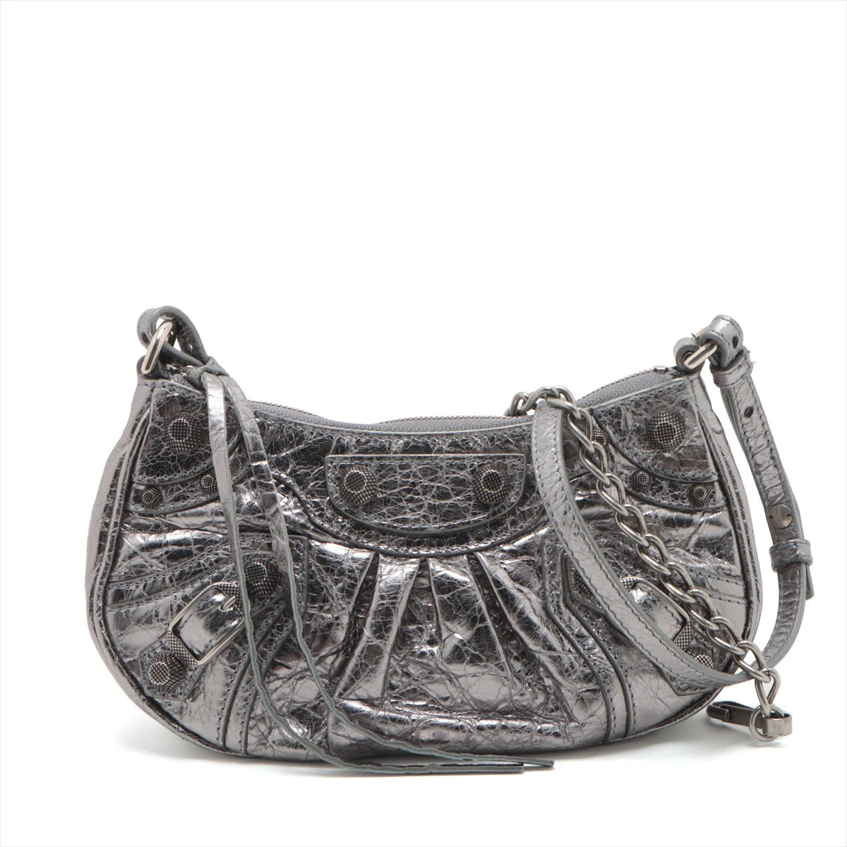 バレンシアガ ルカゴール レザー ショルダーバッグ シルバー