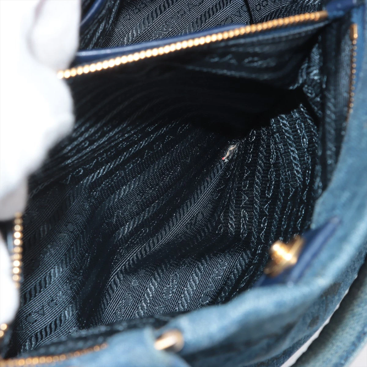 T2096 プラダ カナパ デニム 2way ショルダーバッグ
