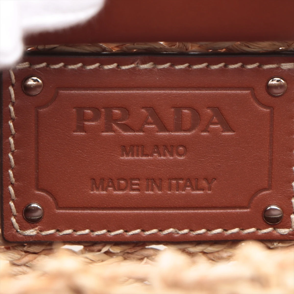 PRADA プラダ かごバッグ ナチュラルファイバーレザー