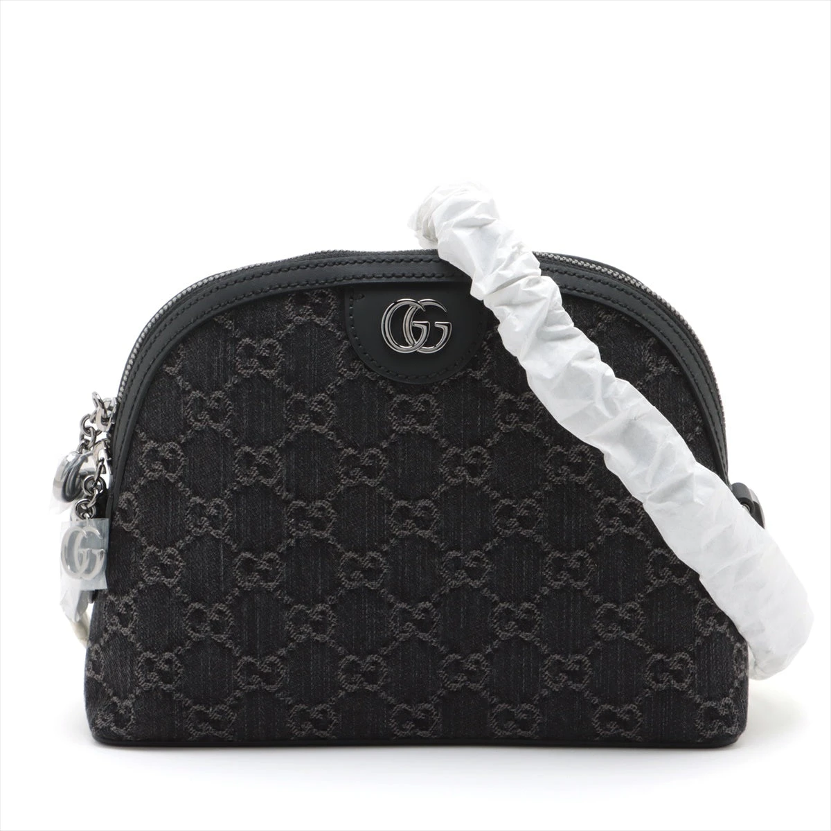 グッチ GGデニム デニム×レザー ショルダーバッグ ブラック 499621