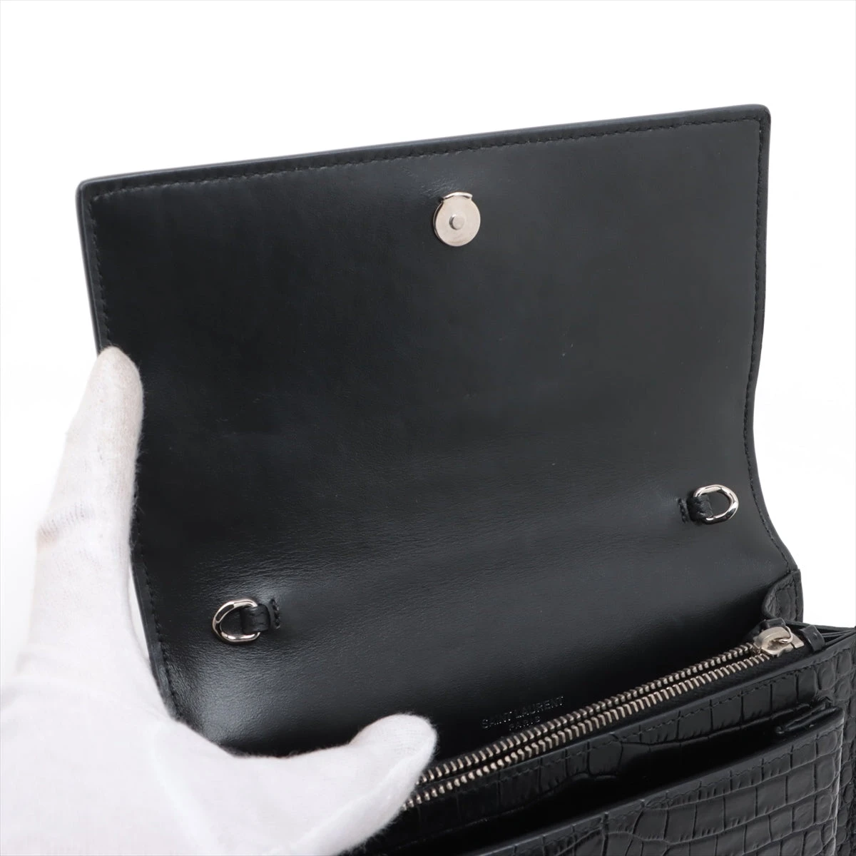 【極美品】サンローラン ビジネスバッグ 2way ミュージアム クロコ 黒 本革 サンローランパリ クラシックミュージアム レザー 2WAYビジネス