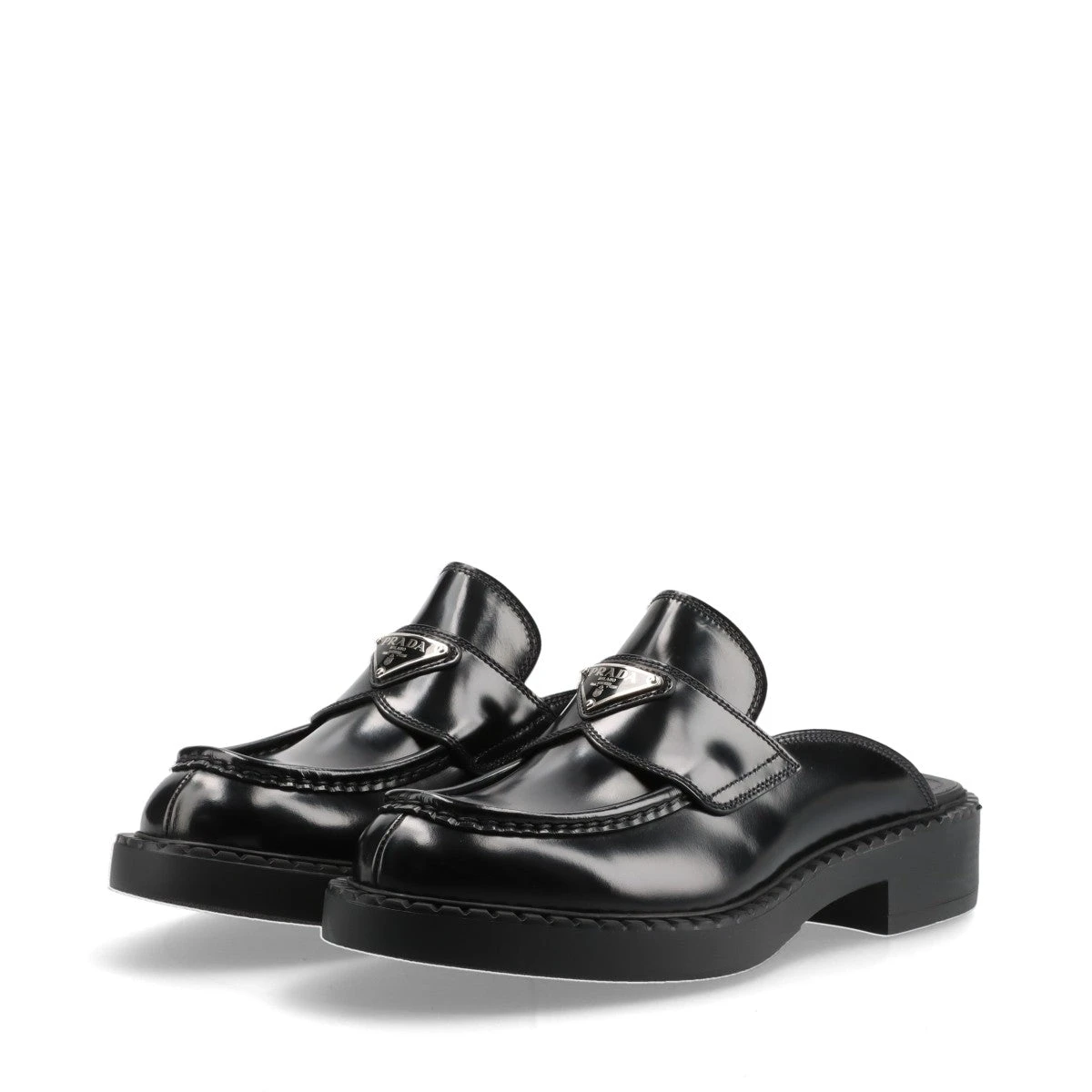PRADA 黒 レザー サンダル 約6.5cmヒール