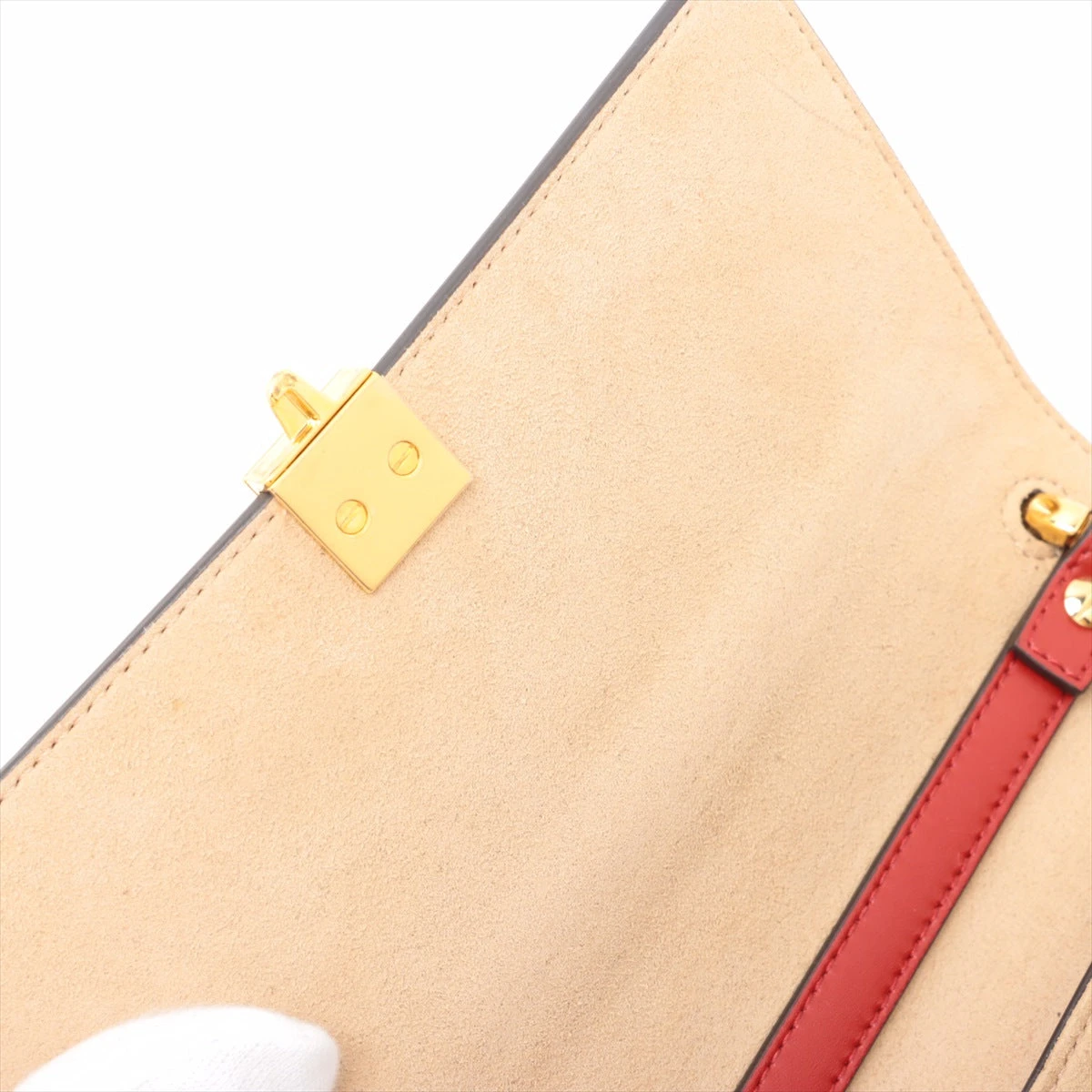 フェンディキャナイ　レザーチェーンショルダーバッグ　レッド　733 フェンディキャナイ レザーチェーンショルダーバッグ レッド 733