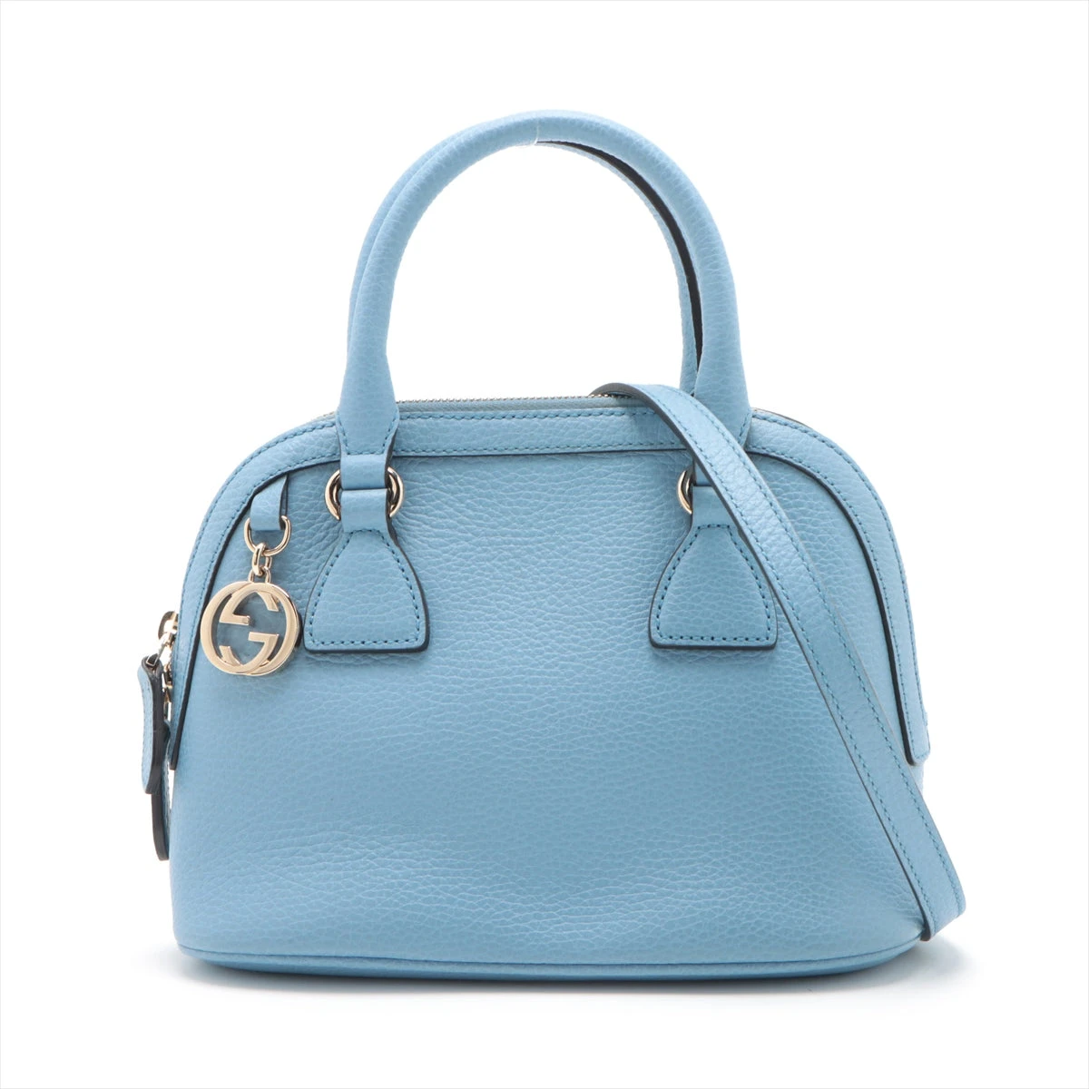 GUCCI GGマーモント レザー 2WAYハンドバッグ ブルー